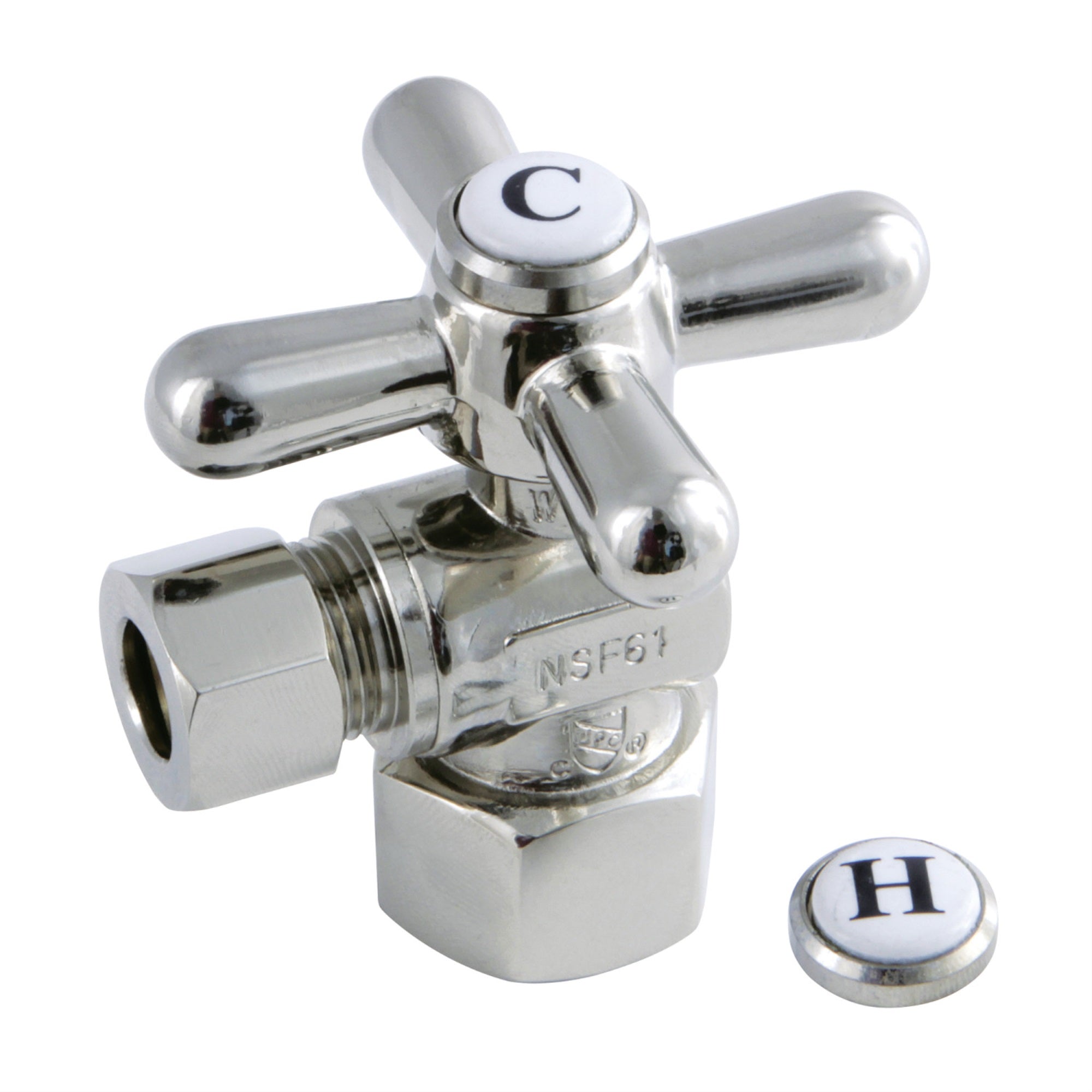 Kingston Brass Cc43106X Quarter Turn Valves (1/2-Inch Fip X 3/8-Inch O.D. Compression), Polished Nickel