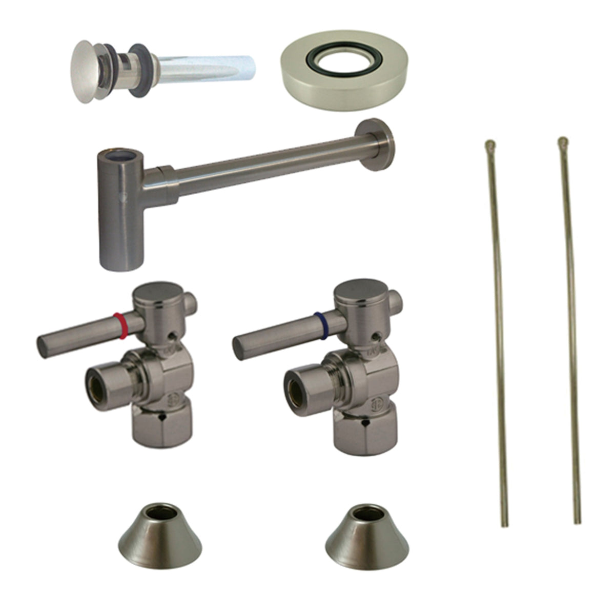 Kingston Brass Cc43108Dlvokb30 Modern Plumbing Sink Trim Kit With Bottle Trap And Drain, Brushed Nickel