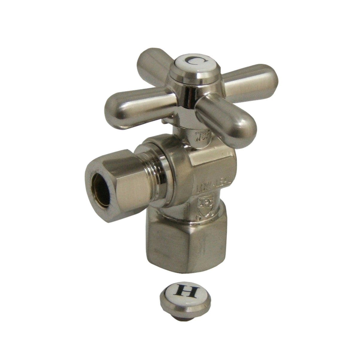 Kingston Brass Cc43108X Quarter Turn Valves (1/2-Inch Fip X 3/8-Inch O.D. Compression), Brushed Nickel