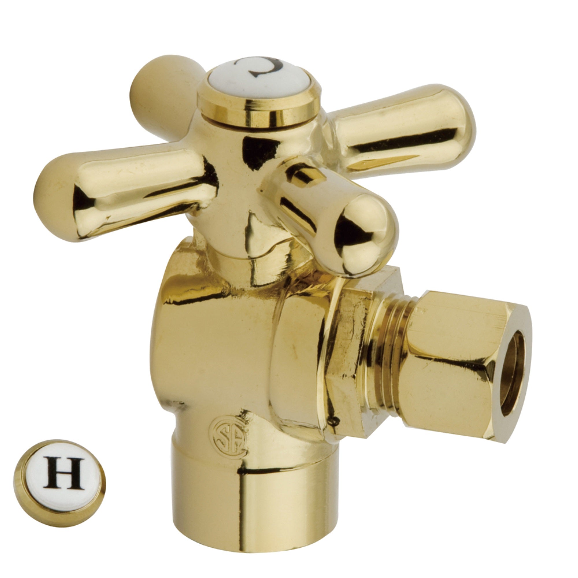 Kingston Brass Cc43202X 1/2'' Sweat, 3/8'' O.D. Compression Angle Shut-Off Valve, Polished Brass