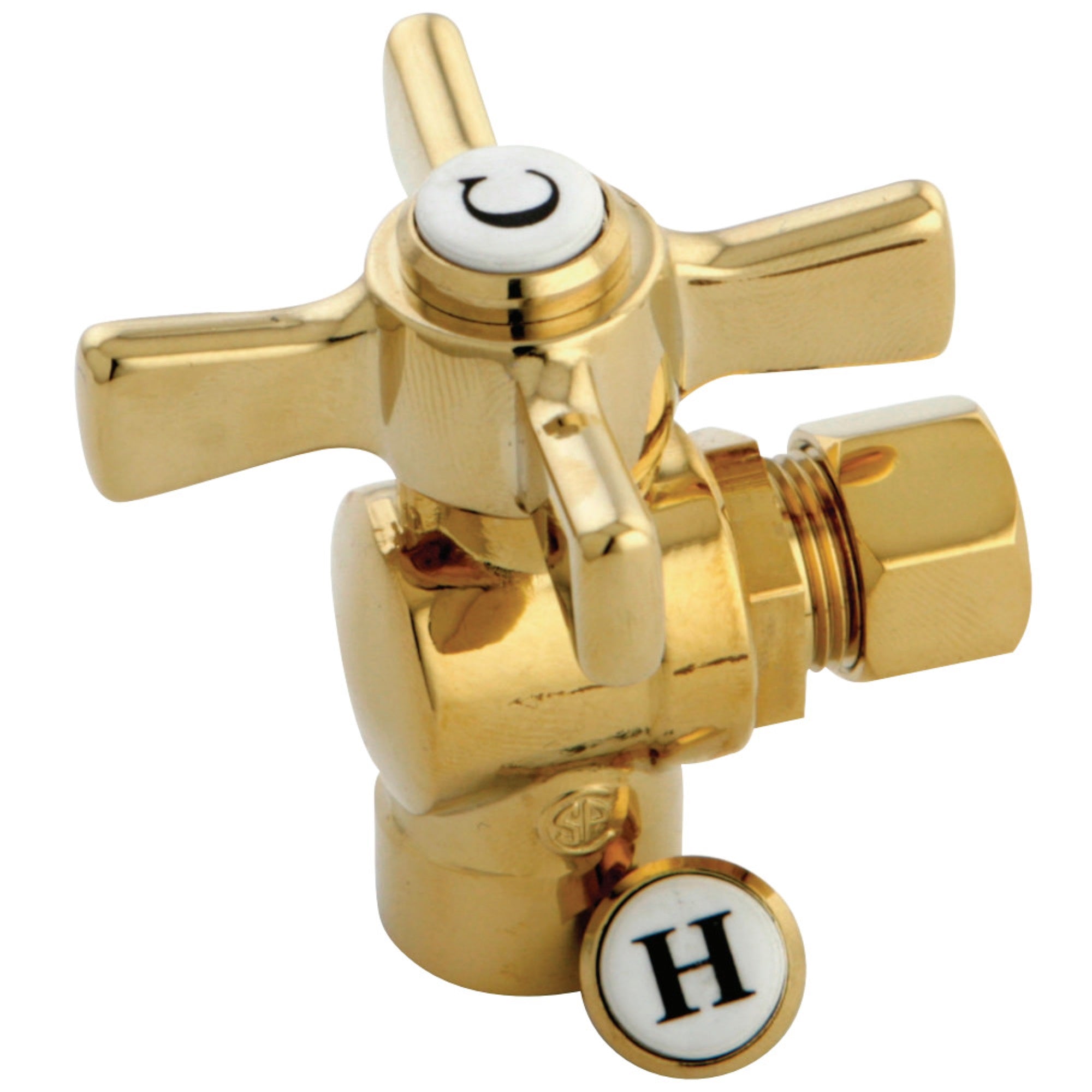 Kingston Brass Cc43202Zx 1/2'' Sweat X 3/8'' Od Compression Angle Valve, Polished Brass