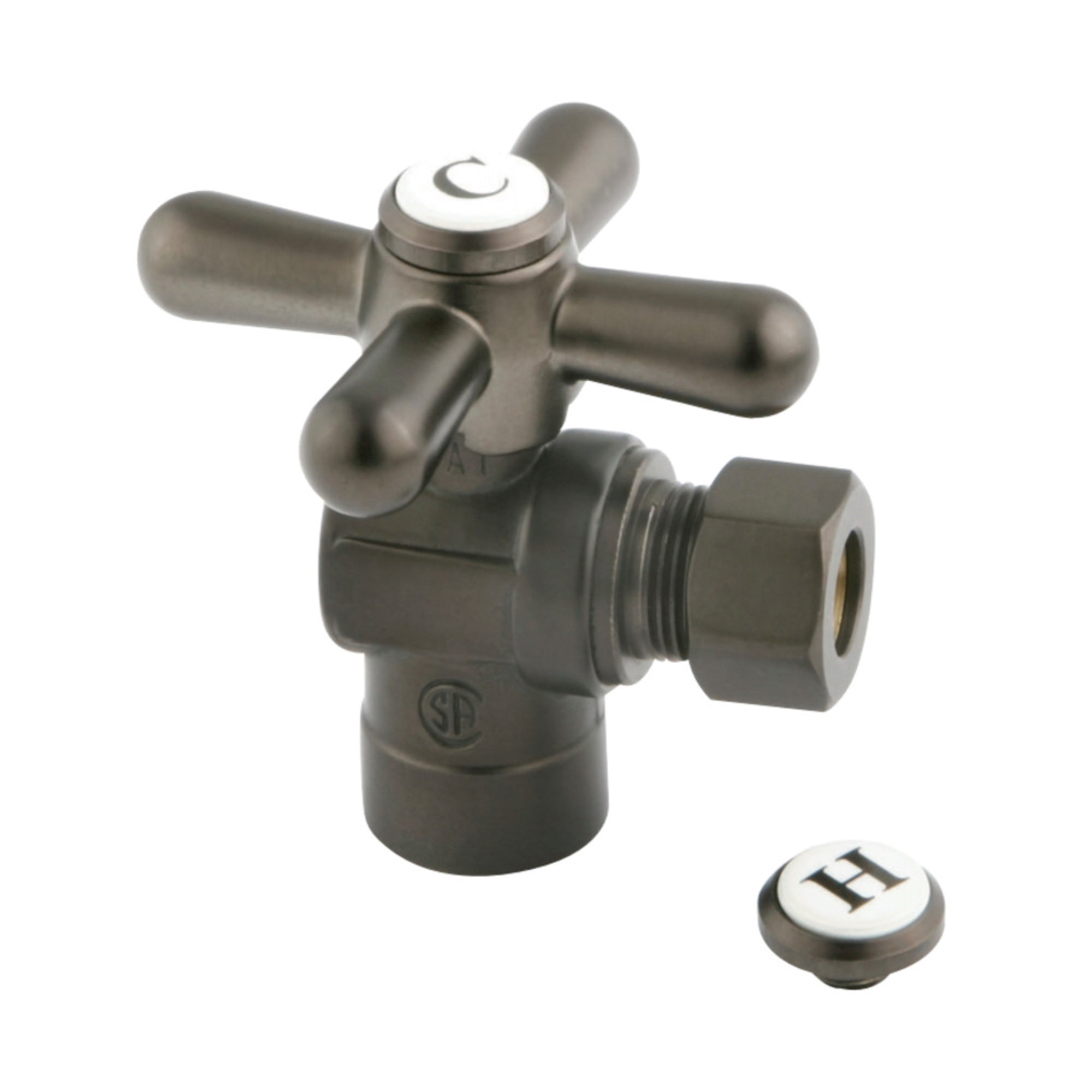 Kingston Brass Cc43205X 1/2'' Sweat, 3/8'' O.D. Compression Angle Shut-Off Valve, Oil Rubbed Bronze