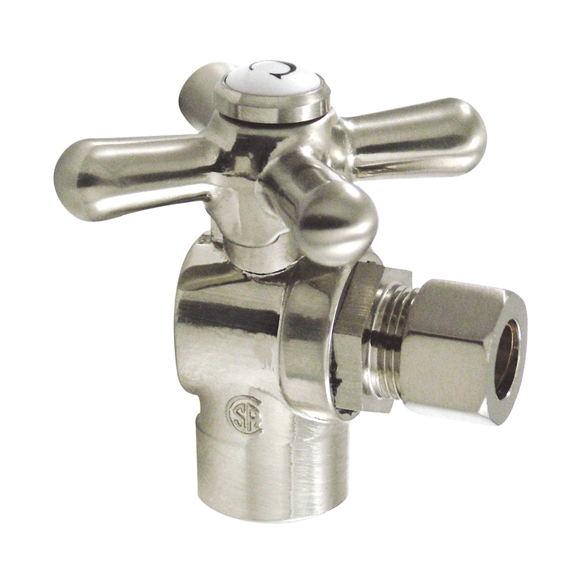 Kingston Brass Cc43208X 1/2'' Sweat, 3/8'' O.D. Compression Angle Shut-Off Valve, Brushed Nickel