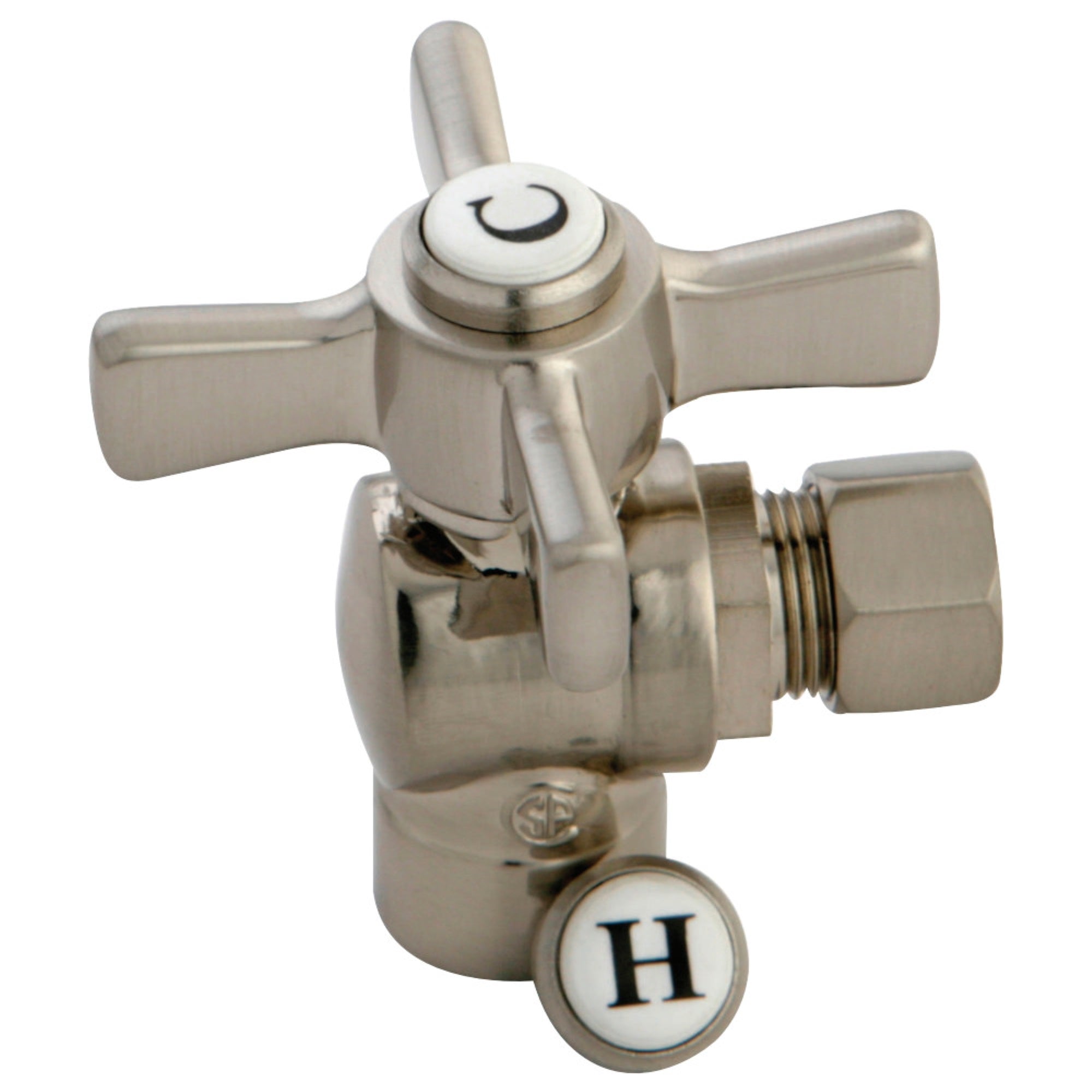 Kingston Brass Cc43208Zx 1/2'' Sweat X 3/8'' Od Compression Angle Valve, Brushed Nickel