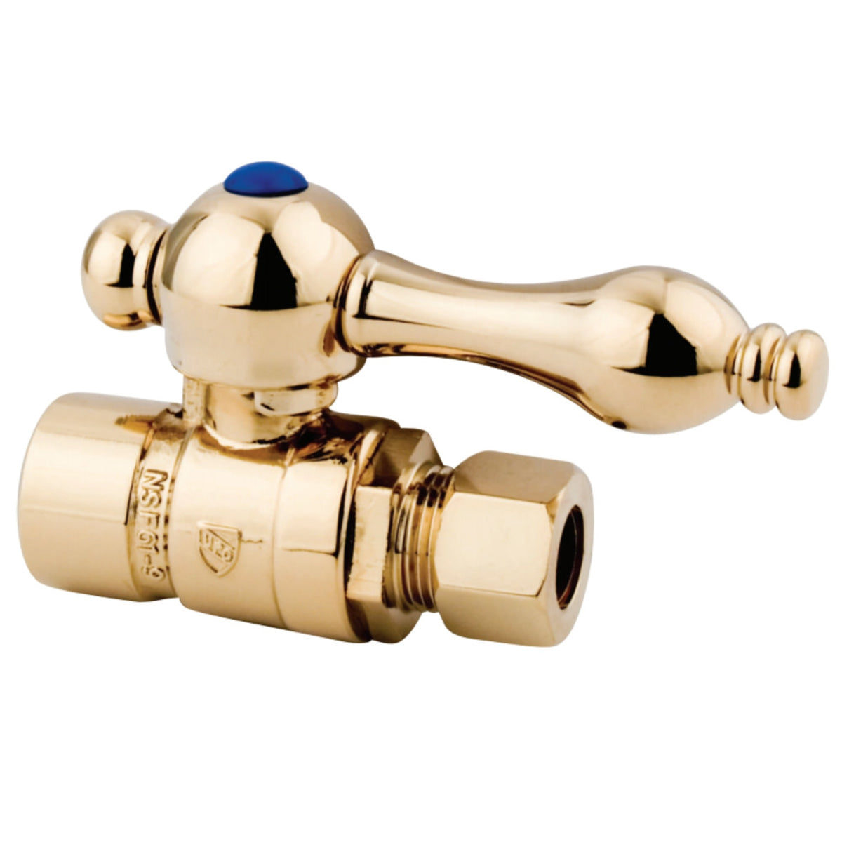 Kingston Brass Cc43252 1/2'' Sweat, 3/8'' O.D. Compression Straight Shut-Off Valve, Polished Brass