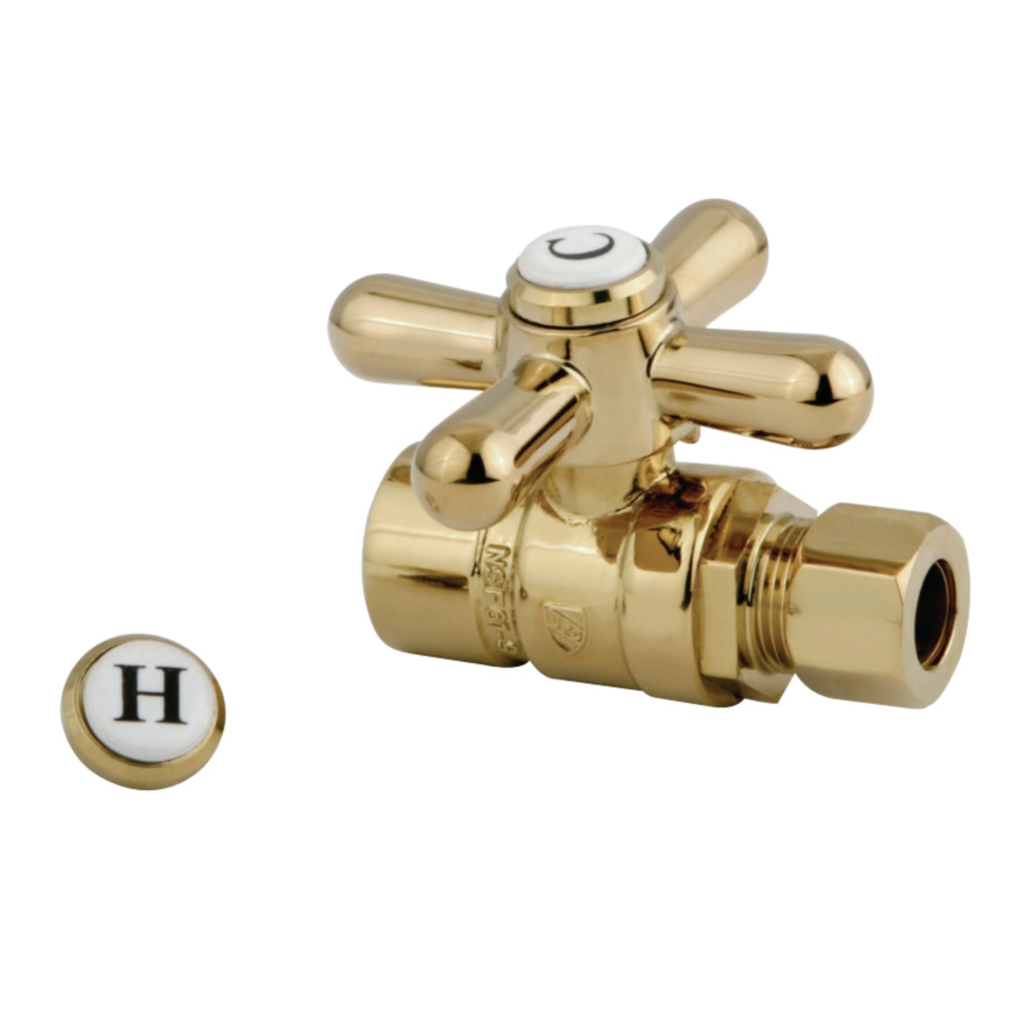Kingston Brass Cc43252X 1/2'' Sweat, 3/8'' O.D. Compression Straight Shut-Off Valve, Polished Brass