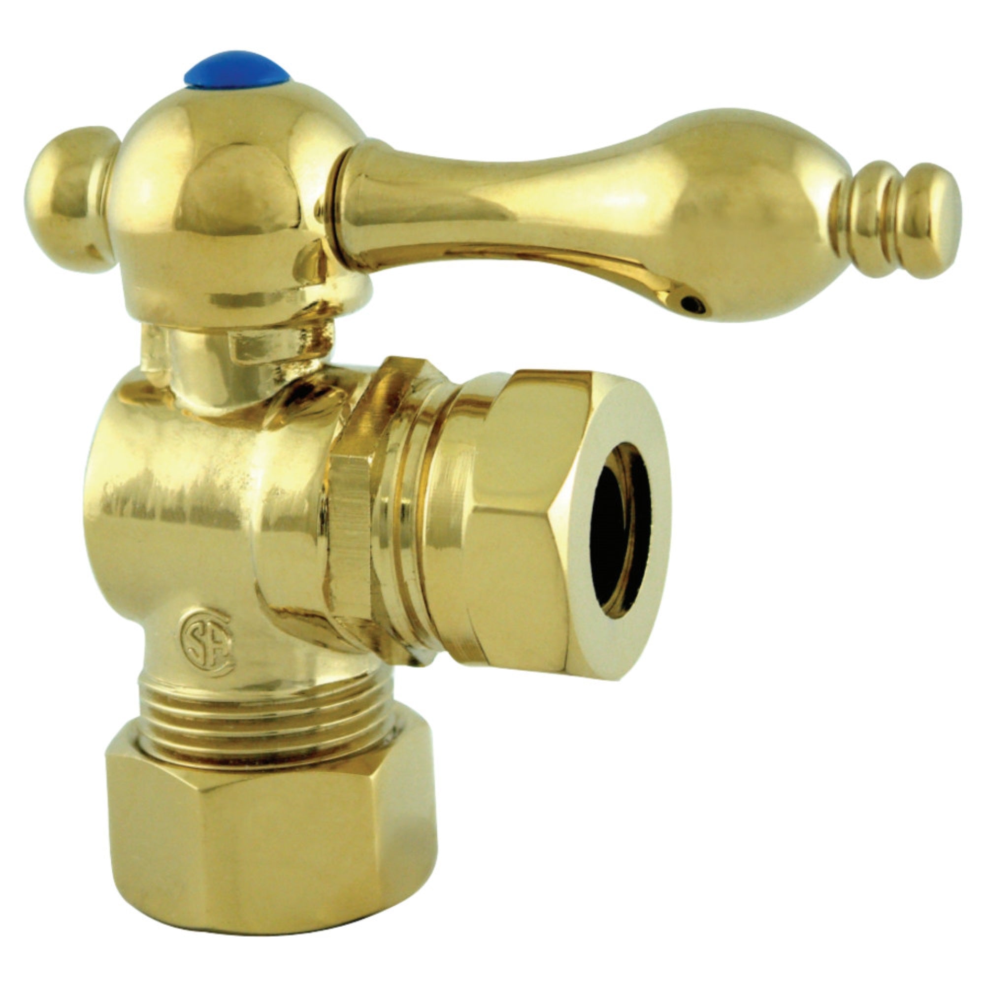 Kingston Brass Cc44102 1/2'' Ips, 1/2'' Or 7/16'' Slip Joint Angle Shut-Off Valve, Polished Brass
