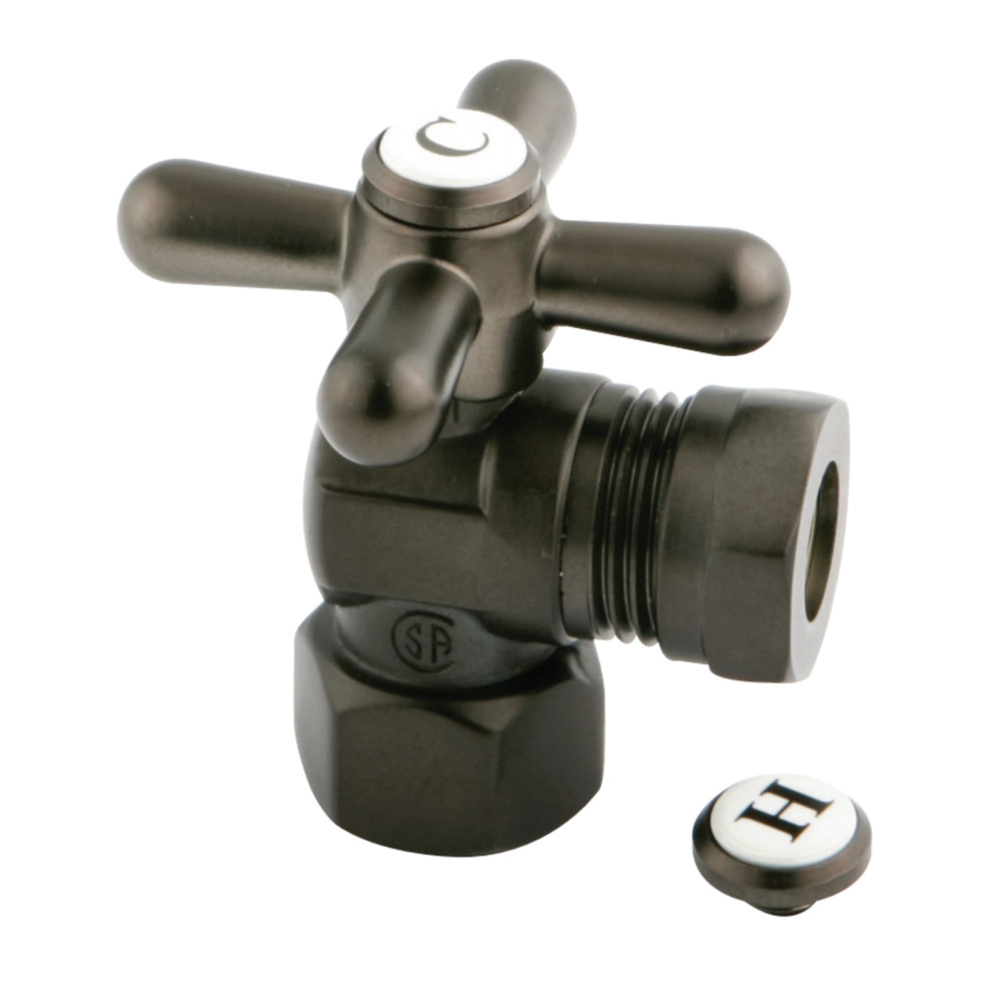 Kingston Brass Cc44105X 1/2'' Ips, 1/2'' Or 7/16'' Slip Joint Angle Shut-Off Valve, Oil Rubbed Bronze