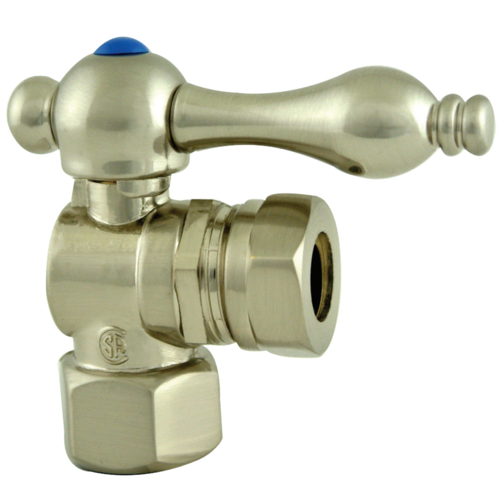 Kingston Brass Cc44108 1/2'' Ips, 1/2'' Or 7/16'' Slip Joint Angle Shut-Off Valve, Brushed Nickel
