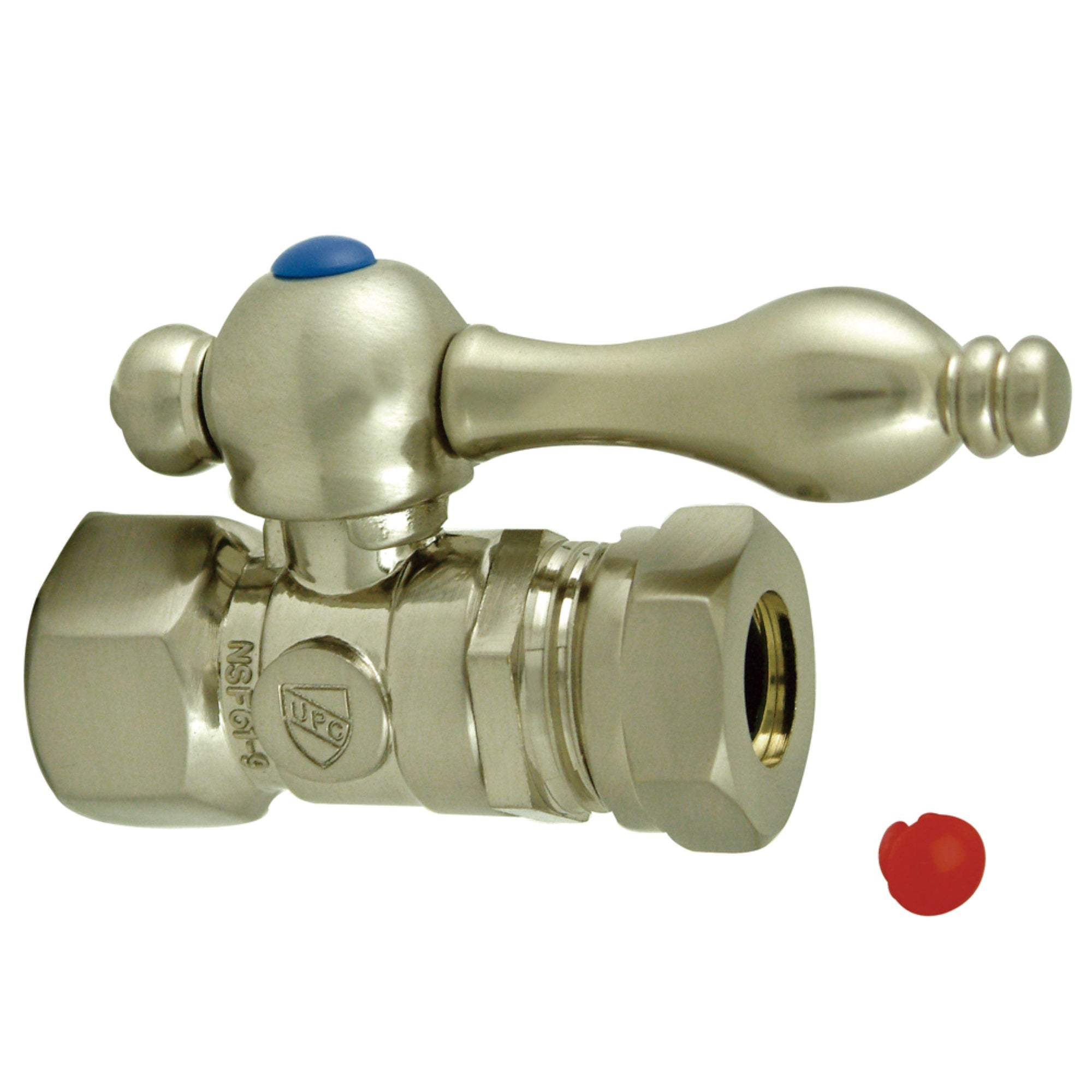 Kingston Brass Cc44158 Quarter Turn Valves (1/2-Inch Fip X 1/2-Inch And 7/16-Inch O.D. Slip Joint), Brushed Nickel