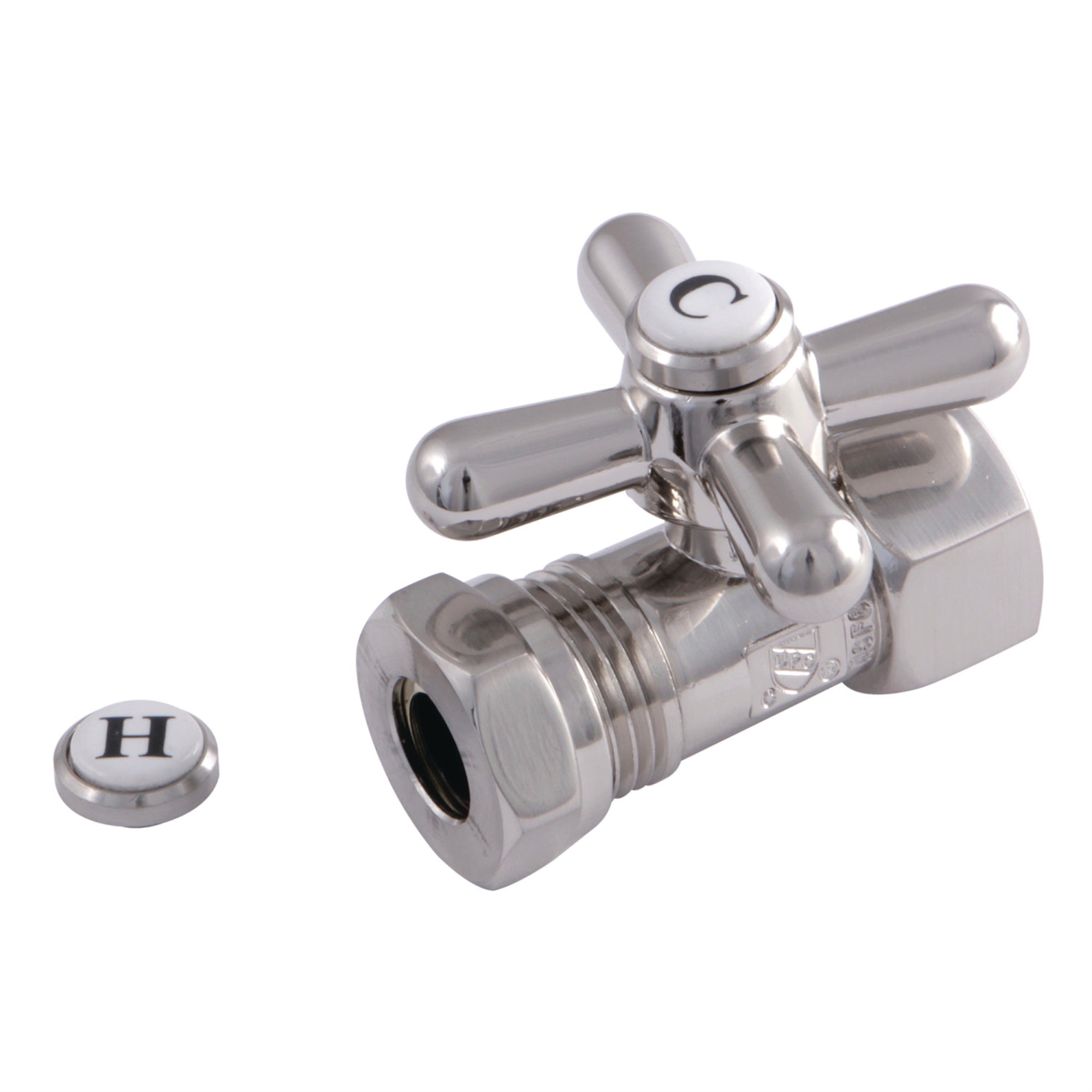 Kingston Brass Cc44158X Quarter Turn Valves (1/2-Inch Fip X 1/2-Inch And 7/16-Inch O.D. Slip Joint), Brushed Nickel