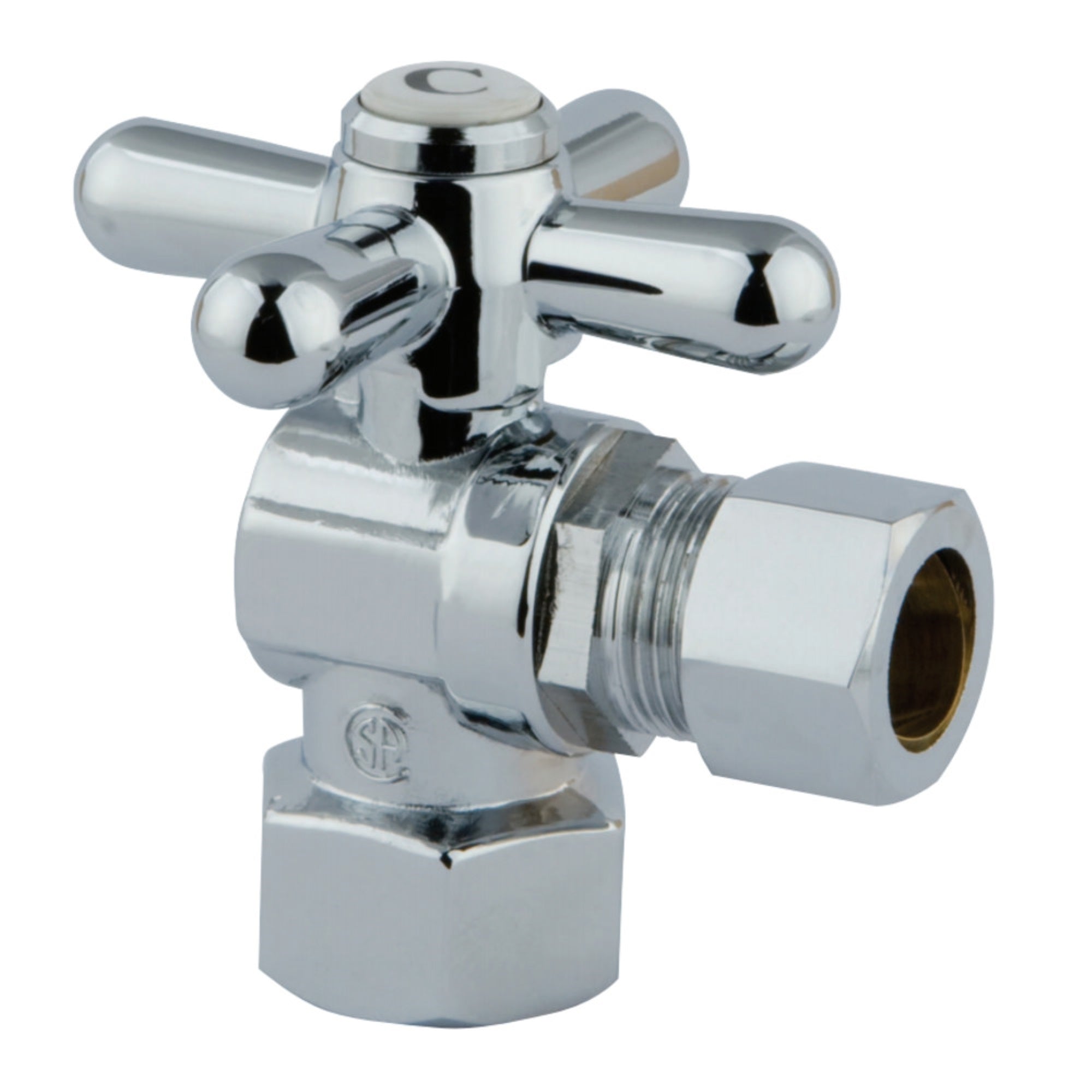 Kingston Brass Cc44401X 1/2'' Ips, 1/2'' O.D. Compression Angle Shut-Off Valve, Polished Chrome