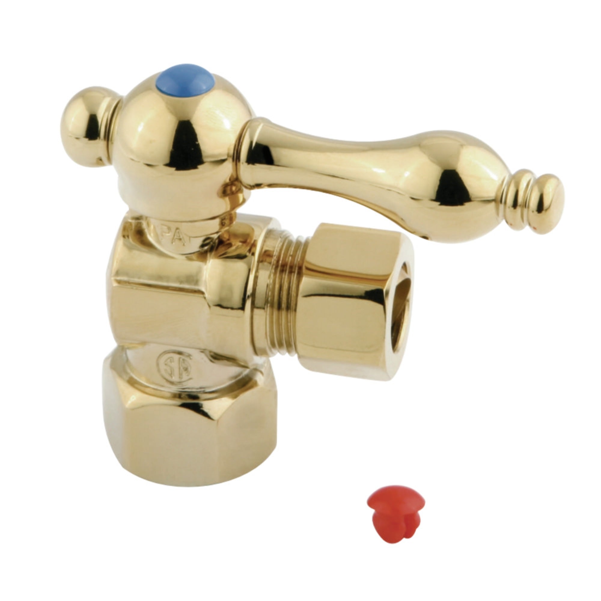 Kingston Brass Cc44402 1/2'' Ips, 1/2'' O.D. Compression Angle Shut-Off Valve, Polished Brass