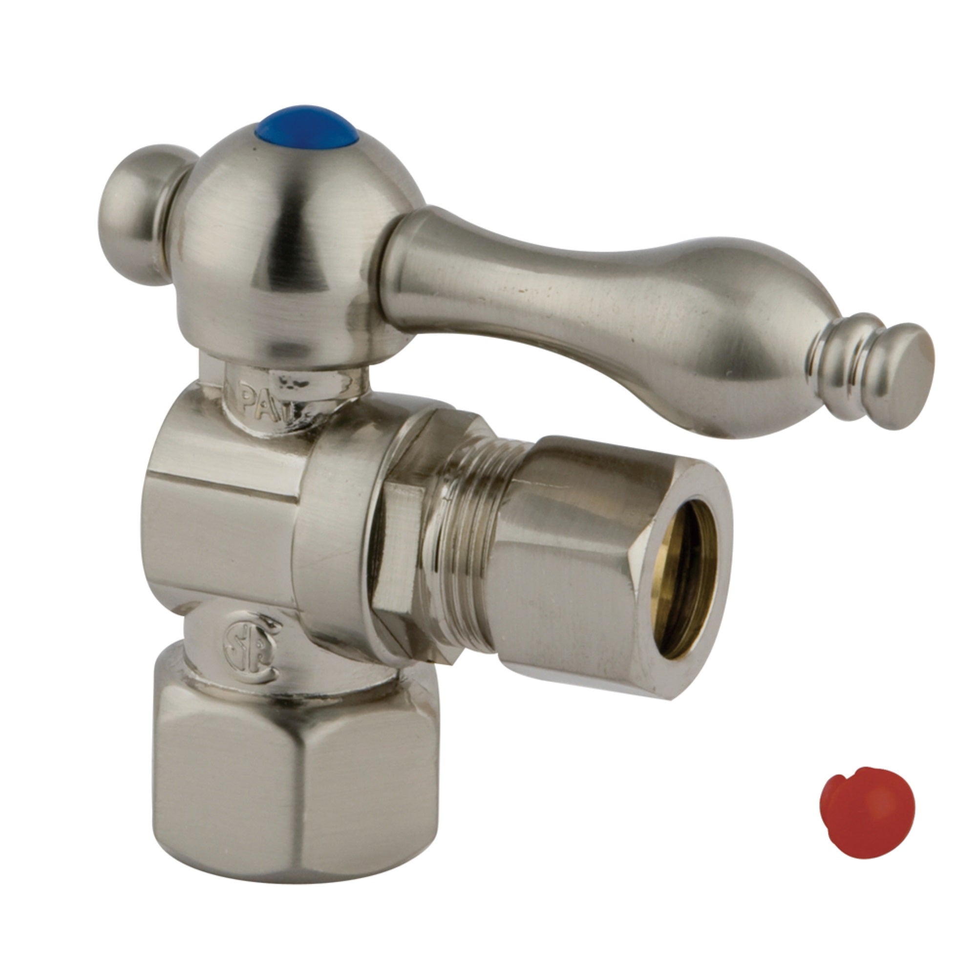 Kingston Brass Cc44408 1/2'' Ips, 1/2'' O.D. Compression Angle Shut-Off Valve, Brushed Nickel