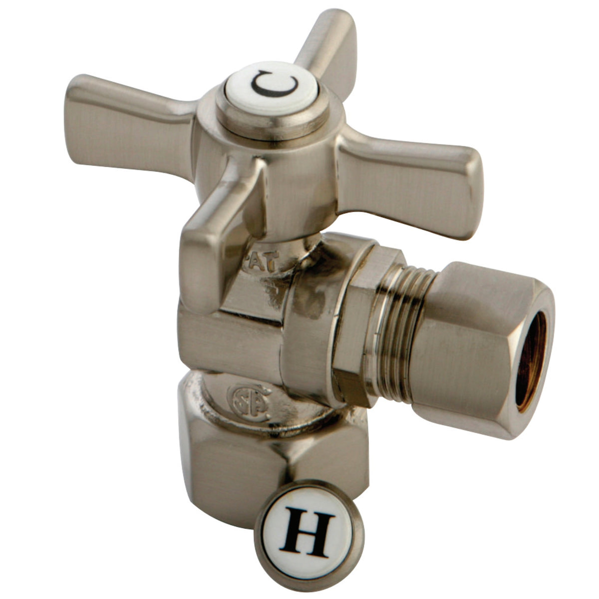 Kingston Brass Cc44408Zx 1/2'' Fip X 1/2'' Od Compression Angle Valve, Brushed Nickel