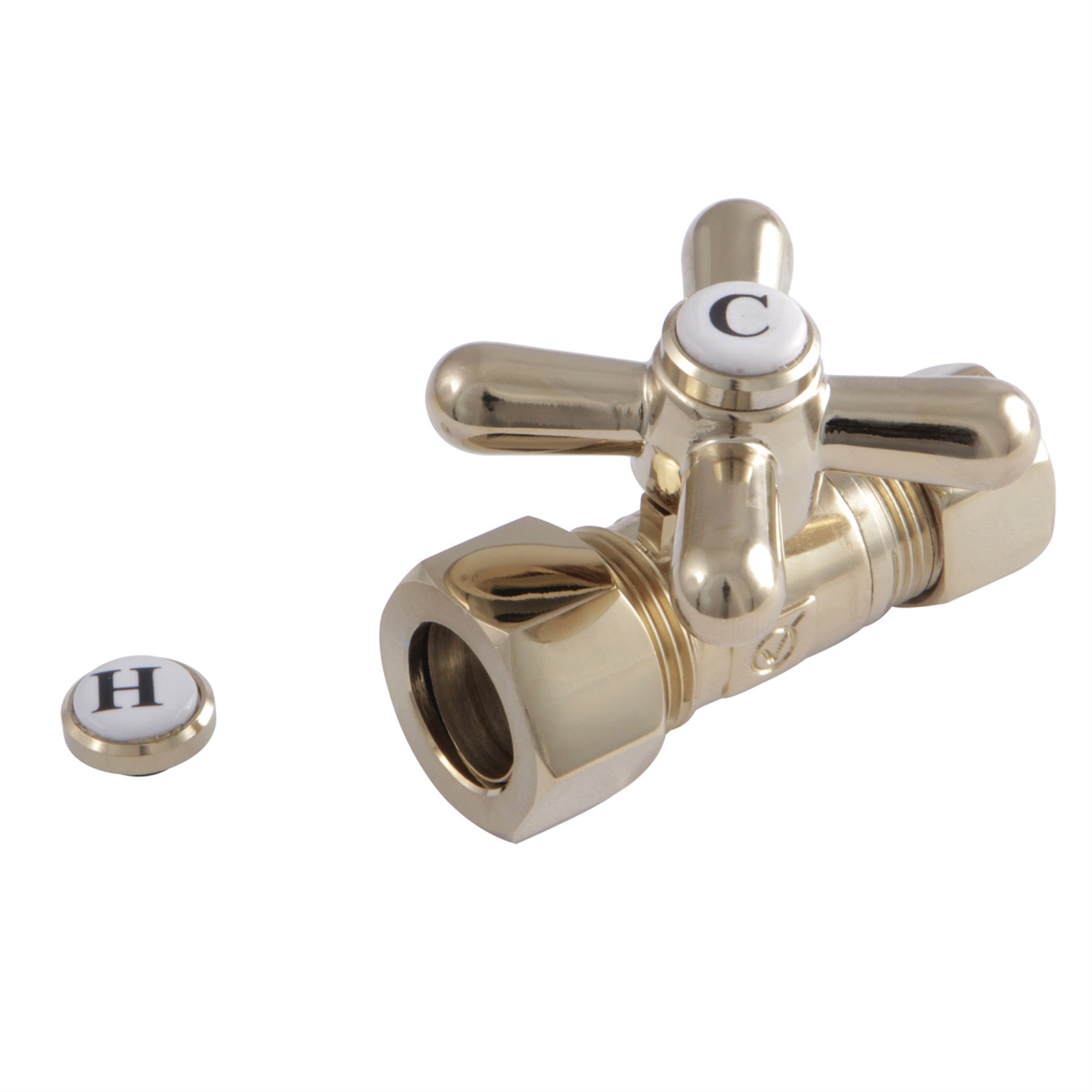 Kingston Brass Cc44452X 5/8'' O.D. Compression, 1/2'' O.D. Compression Straight Shut-Off Valve, Polished Brass