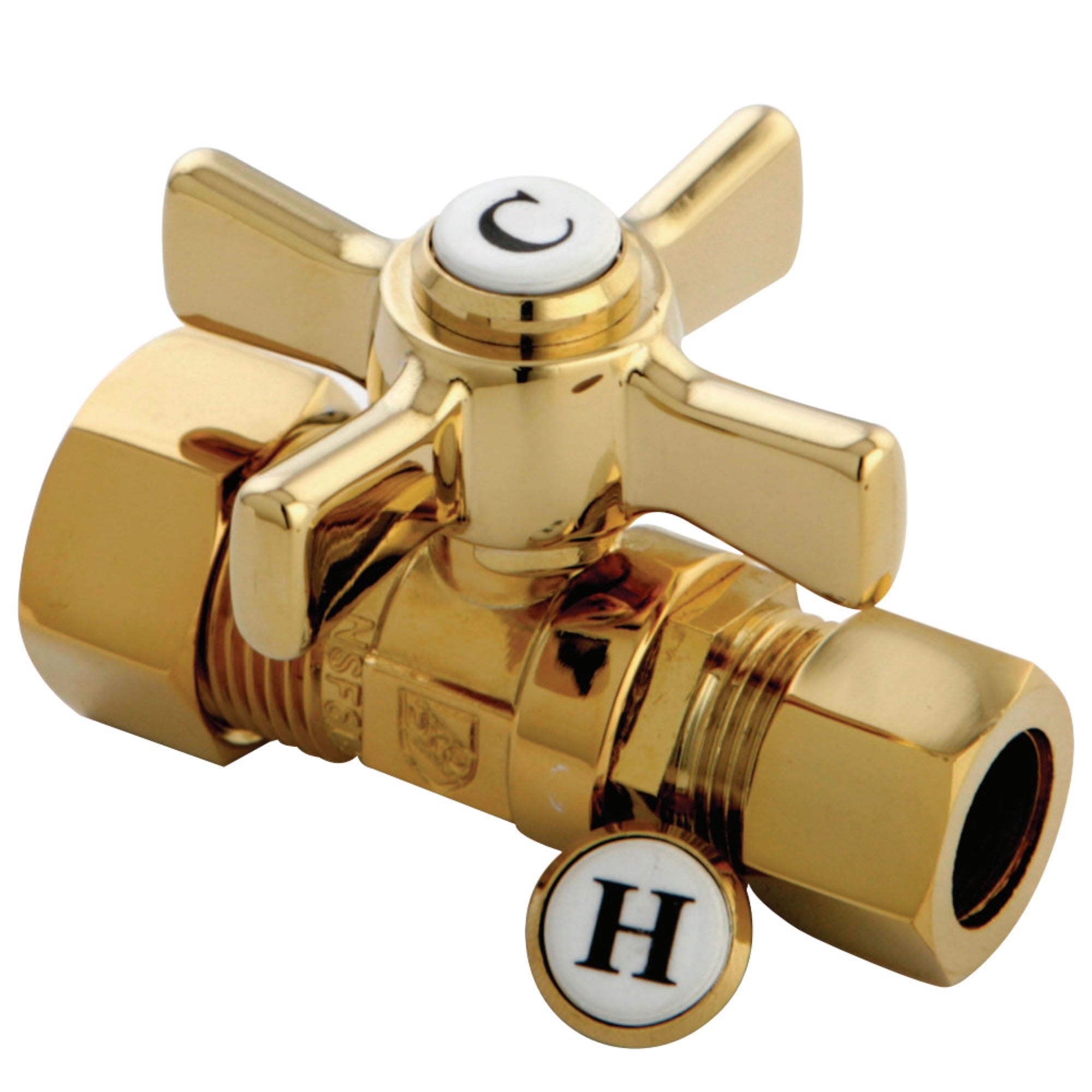 Kingston Brass Cc44452Zx 5/8'' Od Compression X 1/2'' Od Compression Straight Valve, Polished Brass