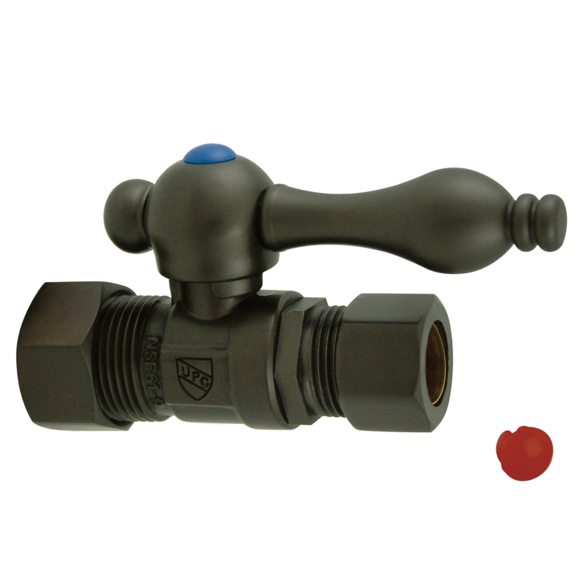 Kingston Brass Cc44455 5/8'' O.D. Compression, 1/2'' O.D. Compression Straight Shut-Off Valve, Oil Rubbed Bronze