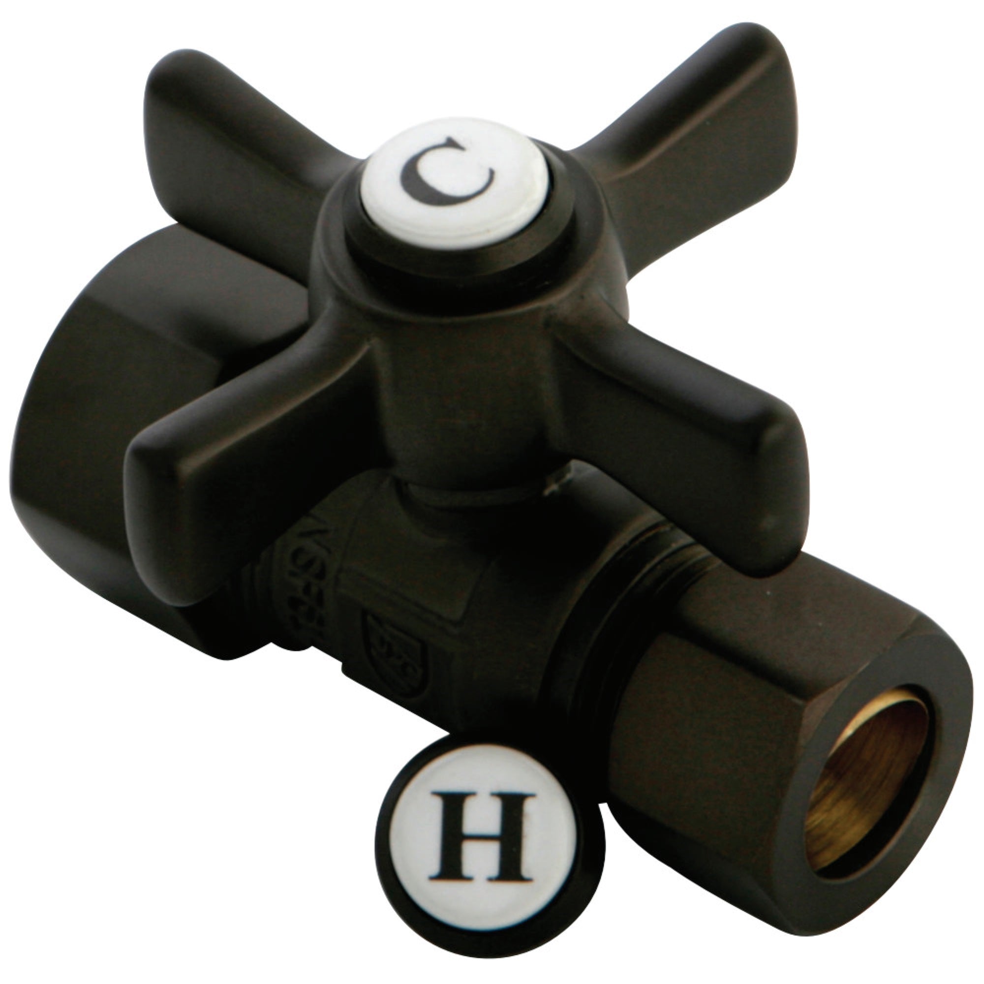 Kingston Brass Cc44455Zx 5/8'' Od Compression X 1/2'' Od Compression Straight Valve, Oil Rubbed Bronze