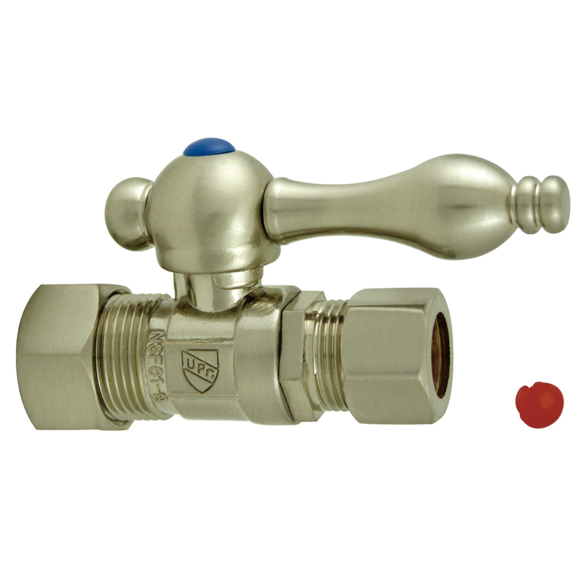 Kingston Brass Cc44458 5/8'' O.D. Compression, 1/2'' O.D. Compression Straight Shut-Off Valve, Brushed Nickel