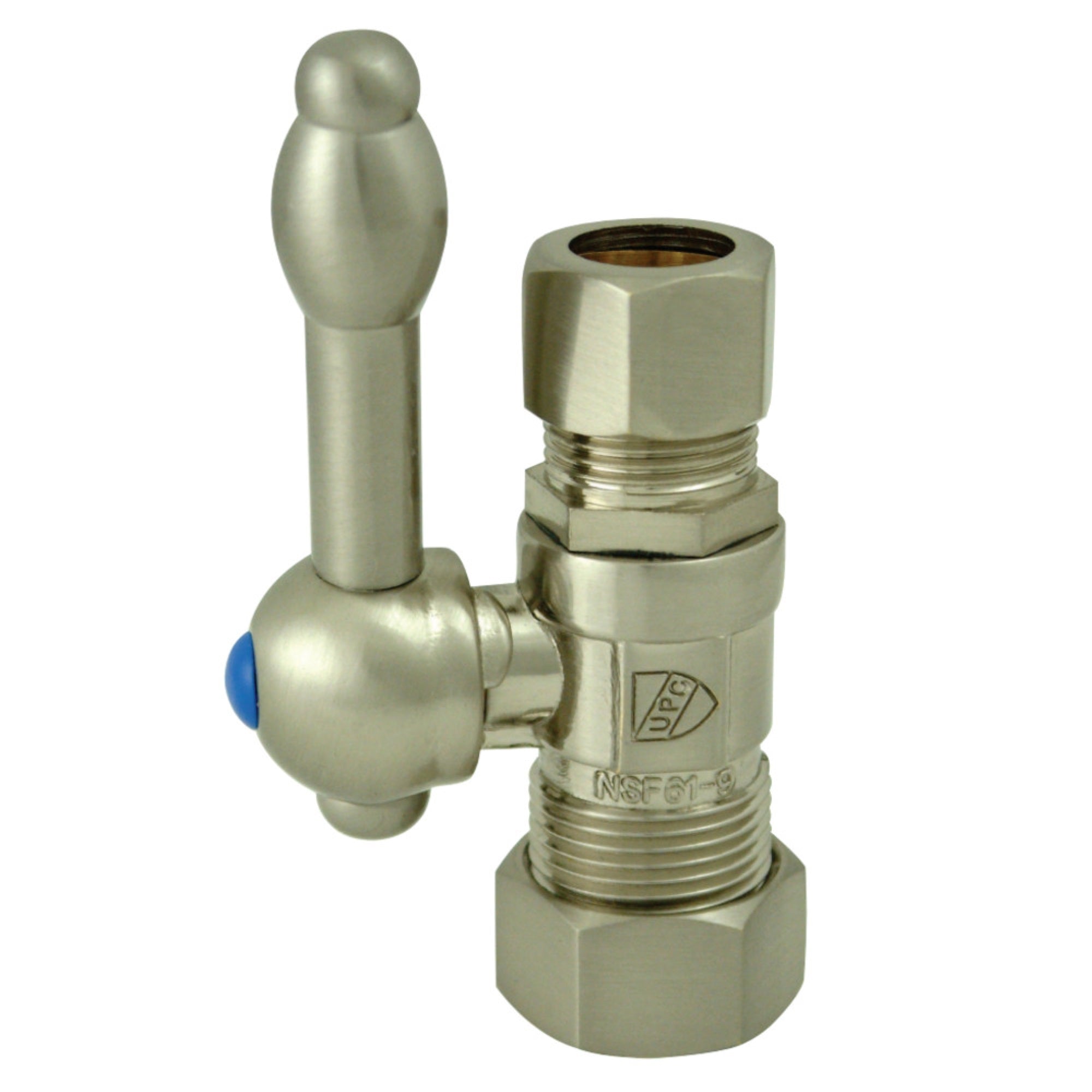 Kingston Brass Cc44458Kl 5/8'' O.D. Compression, 1/2'' O.D. Compression Straight Shut-Off Valve, Brushed Nickel
