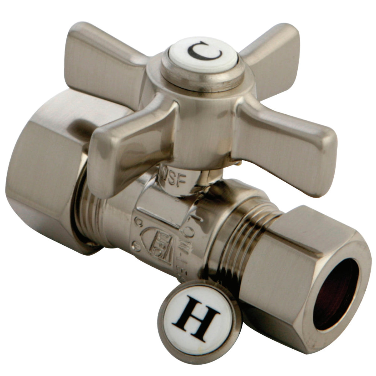 Kingston Brass Cc44458Zx 5/8'' Od Compression X 1/2'' Od Compression Straight Valve, Brushed Nickel