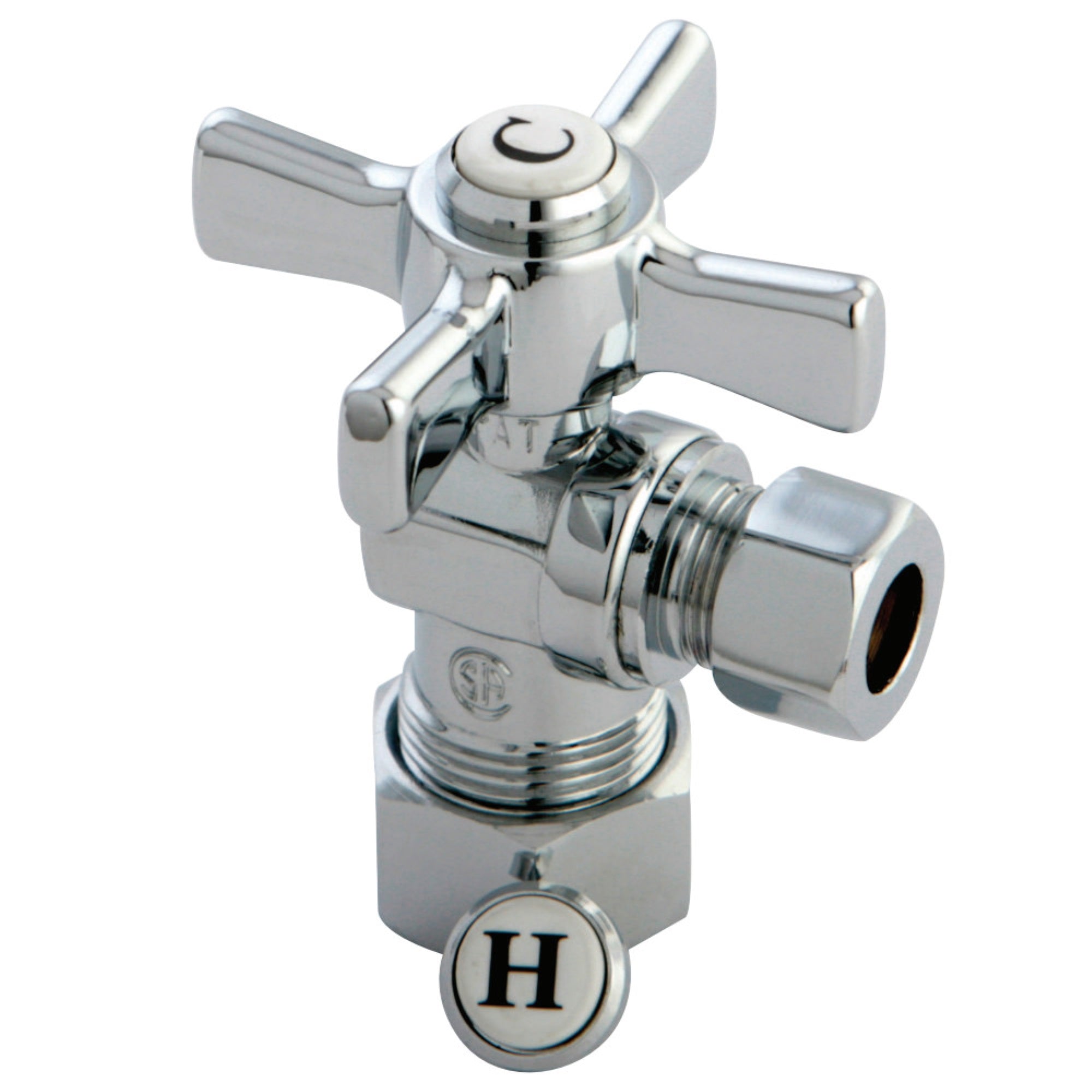 Kingston Brass Cc53301Zx 5/8'' Od Compression X 3/8'' Od Compression Angle Valve, Polished Chrome