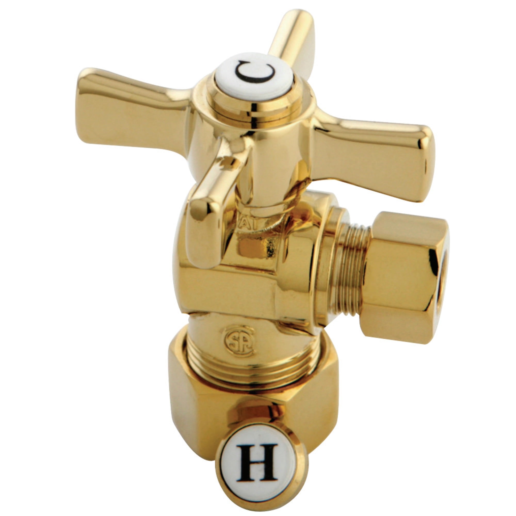 Kingston Brass Cc53302Zx 5/8'' Od Compression X 3/8'' Od Compression Angle Valve, Polished Brass