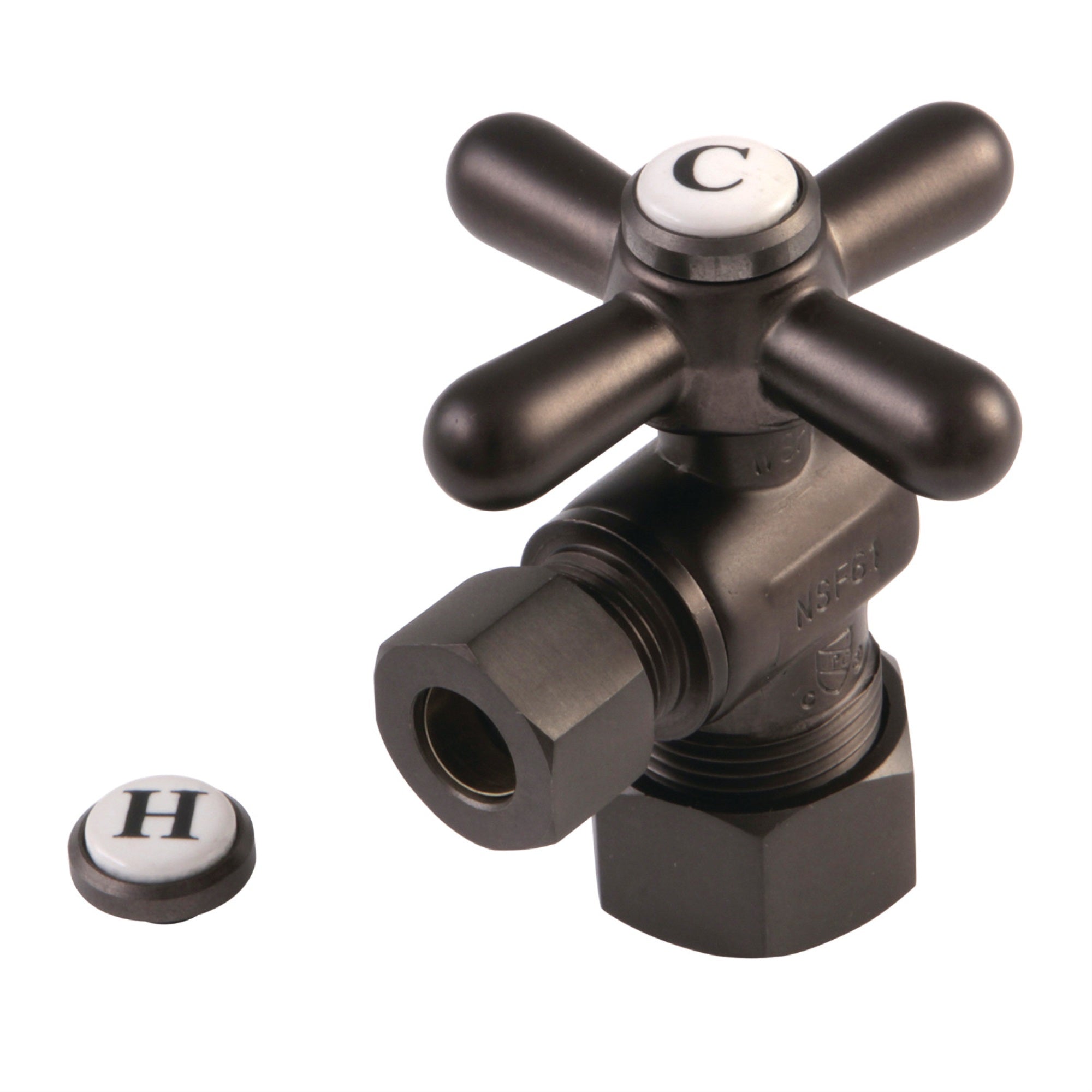 Kingston Brass Cc53305X 5/8'' O.D. Compression, 3/8'' O.D. Compression Angle Shut-Off Valve, Oil Rubbed Bronze