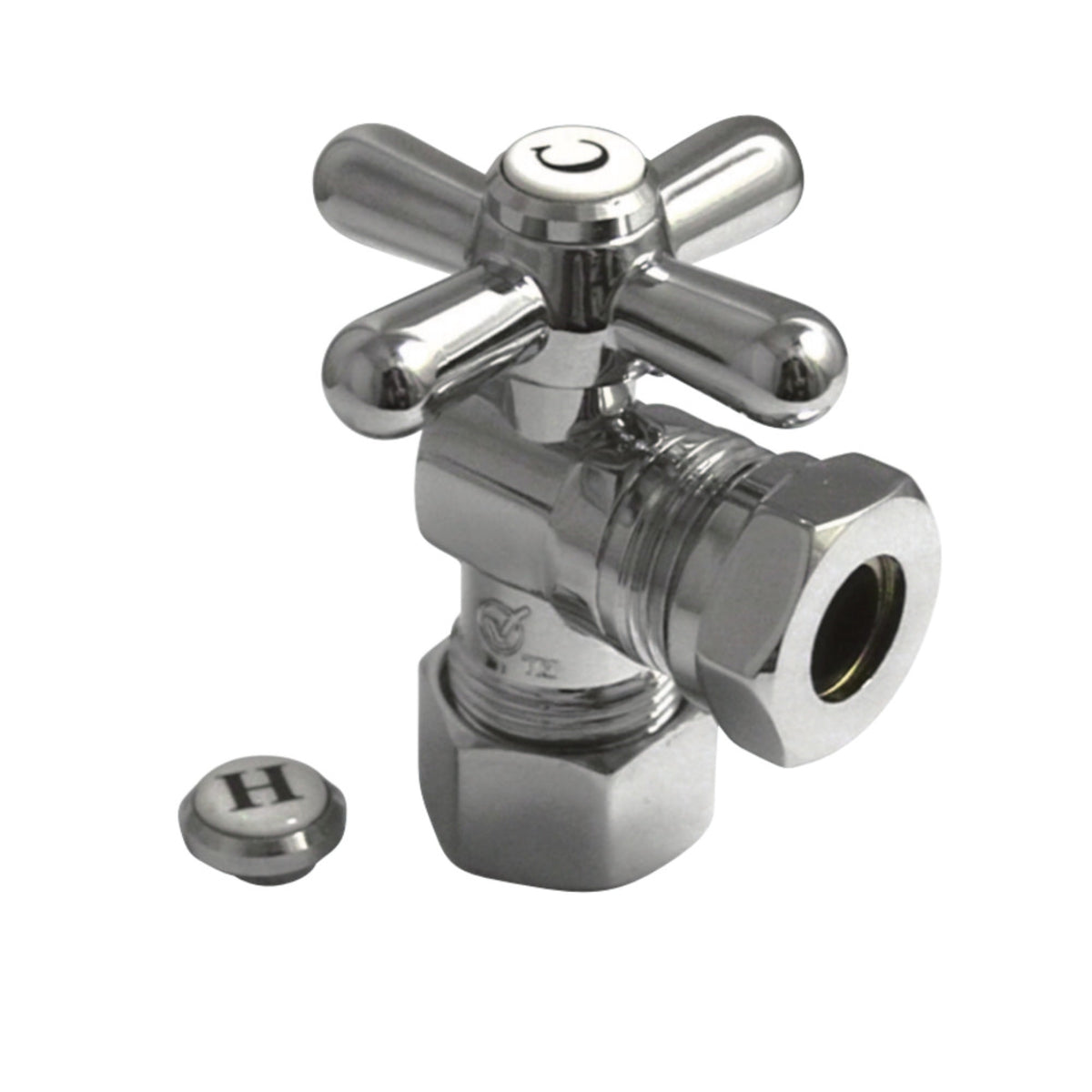 Kingston Brass Cc54301X 5/8'' O.D. Compression, 1/2 Or 7/16'''' O.D. Compression Angle Shut-Off Valve, Polished Chrome