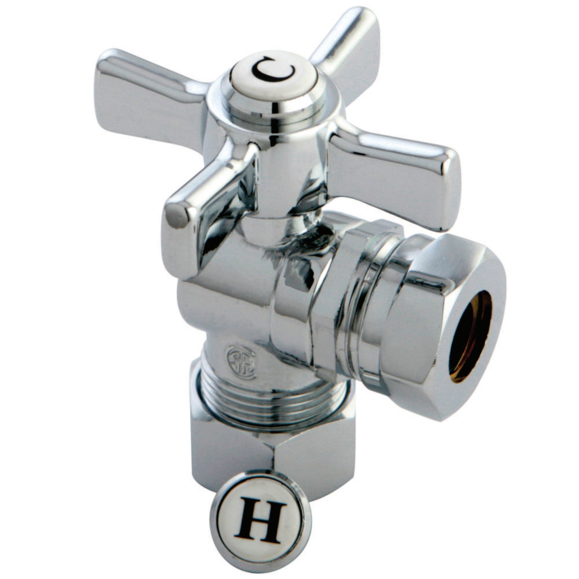 Kingston Brass Cc54301Zx 5/8'' Od Compression X 1/2'' Or 7/16'' Slip Joint Angle Valve, Polished Chrome