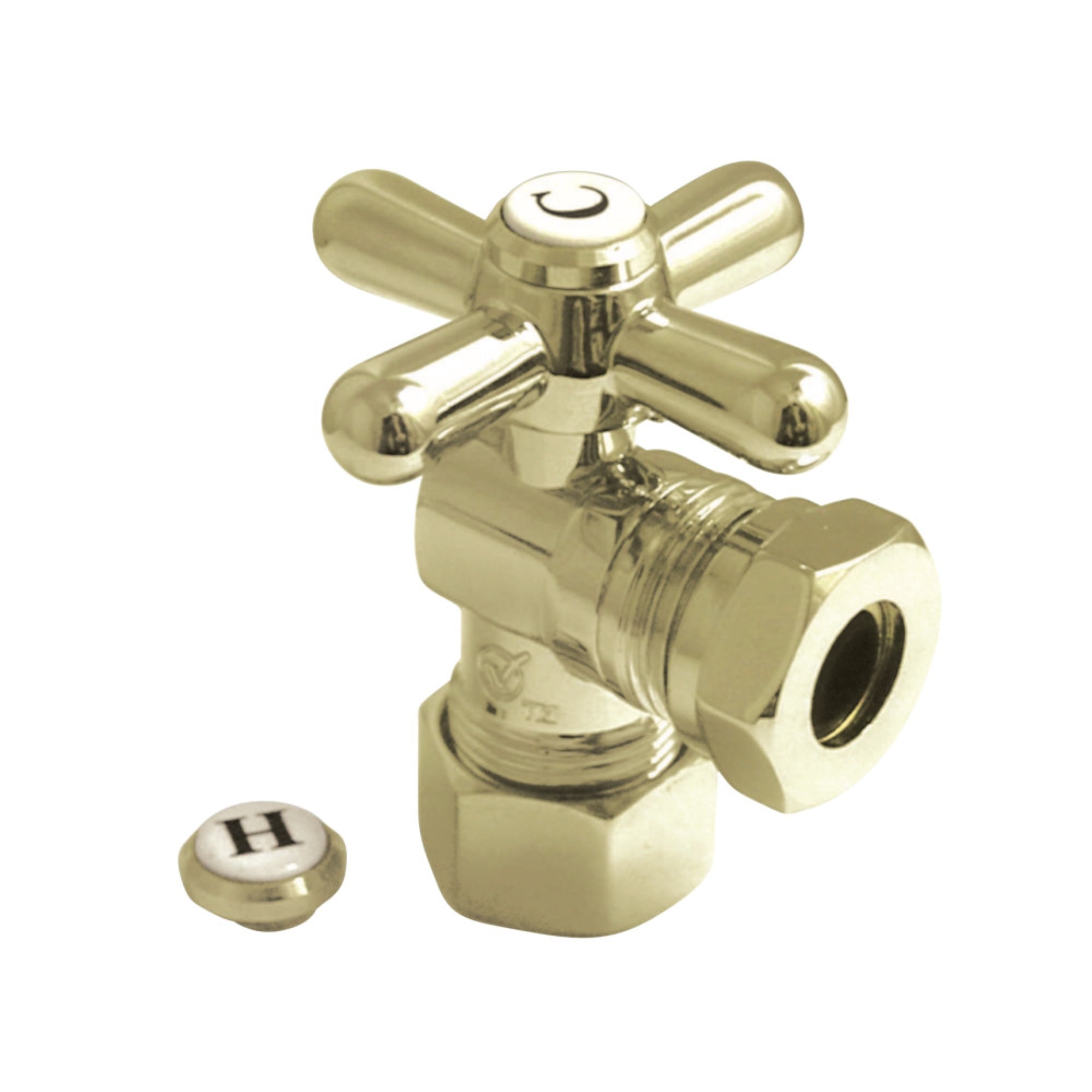 Kingston Brass Cc54302X 5/8'' O.D. Compression, 1/2 Or 7/16'''' O.D. Compression Angle Shut-Off Valve, Polished Brass