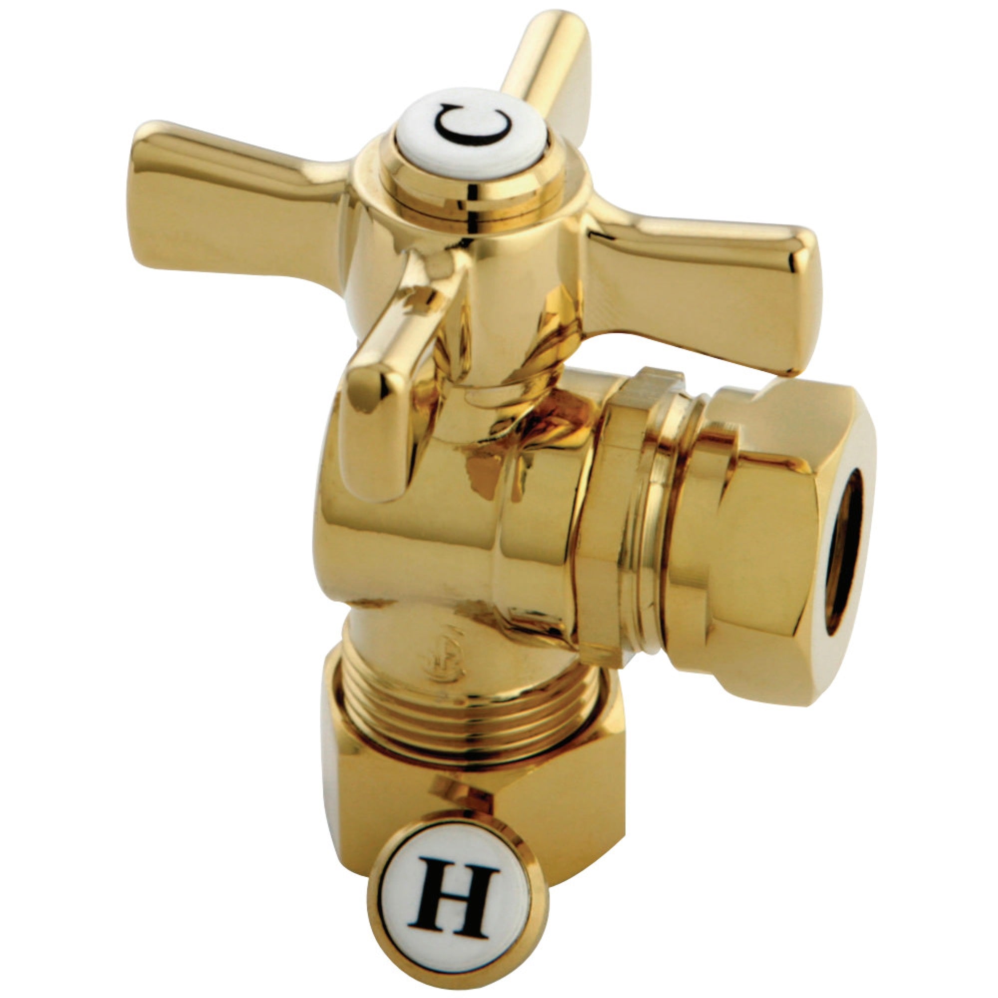 Kingston Brass Cc54302Zx 5/8'' Od Compression X 1/2'' Or 7/16'' Slip Joint Angle Valve, Polished Brass