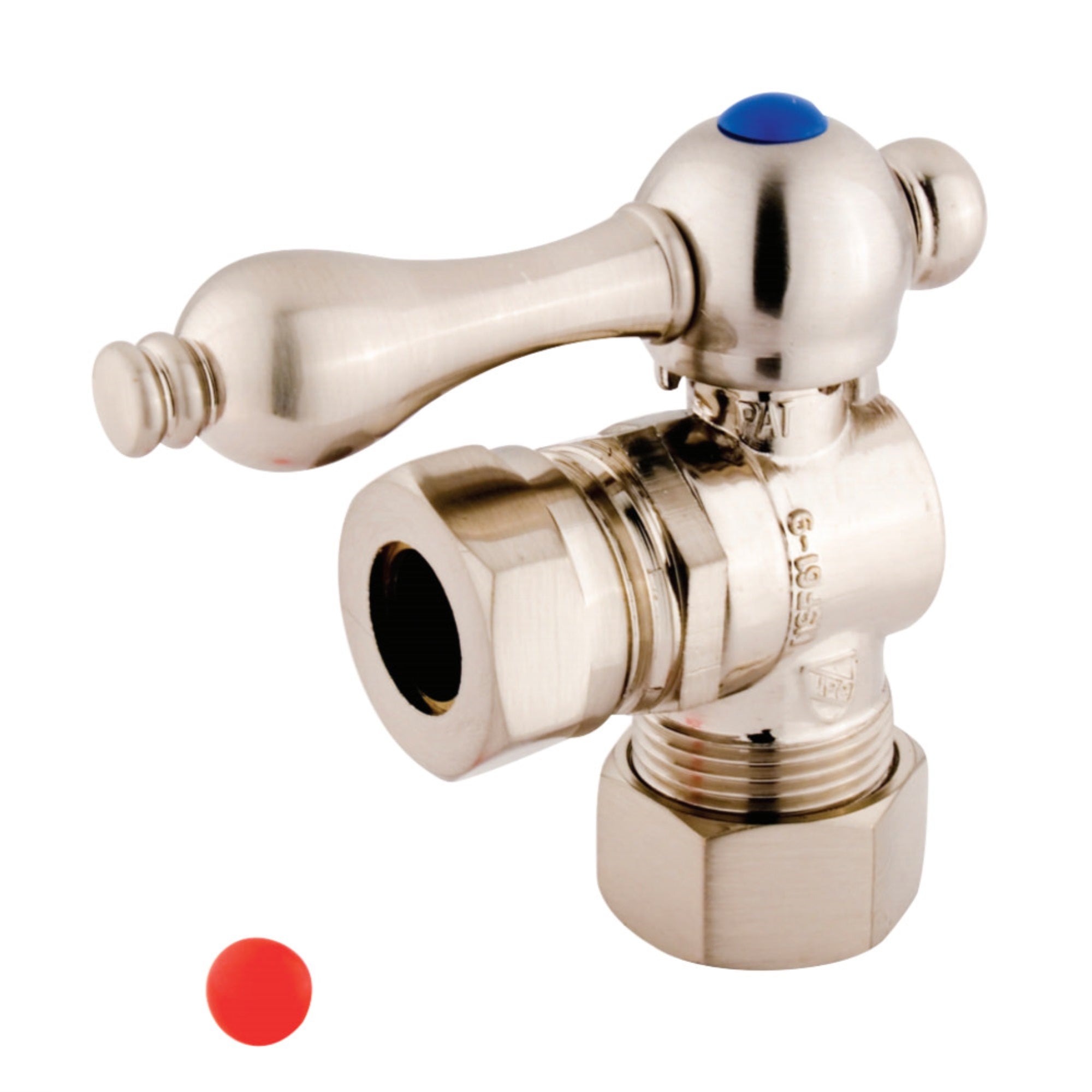 Kingston Brass Cc54308 5/8'' O.D. Compression, 1/2 Or 7/16'''' O.D. Compression Angle Shut-Off Valve, Brushed Nickel