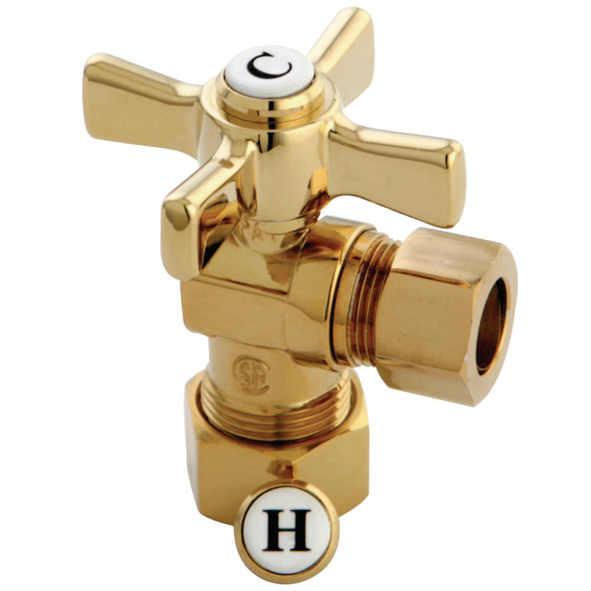 Kingston Brass Cc54402Zx 5/8'' Od Compression X 1/2'' Od Compression Angle Valve, Polished Brass