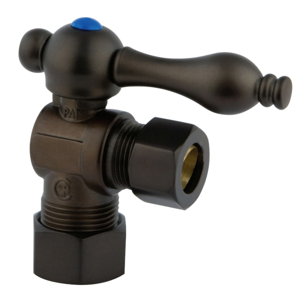 Kingston Brass Cc54405 5/8'' O.D. Compression, 1/2'' O.D. Compression Angle Shut-Off Valve, Oil Rubbed Bronze