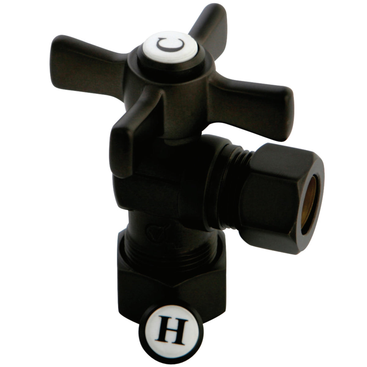Kingston Brass Cc54405Zx 5/8'' Od Compression X 1/2'' Od Compression Angle Valve, Oil Rubbed Bronze