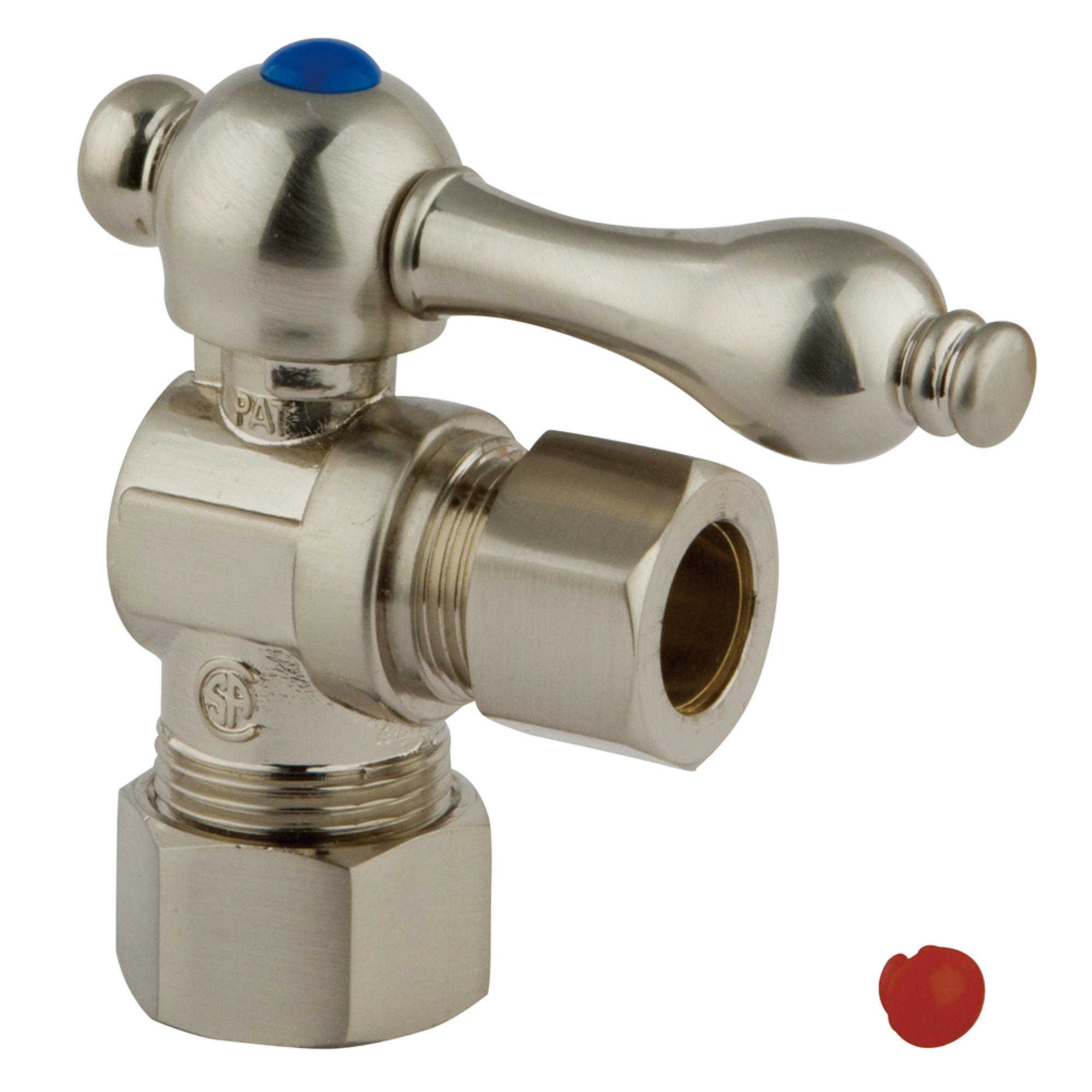 Kingston Brass Cc54408 5/8'' O.D. Compression, 1/2'' O.D. Compression Angle Shut-Off Valve, Brushed Nickel