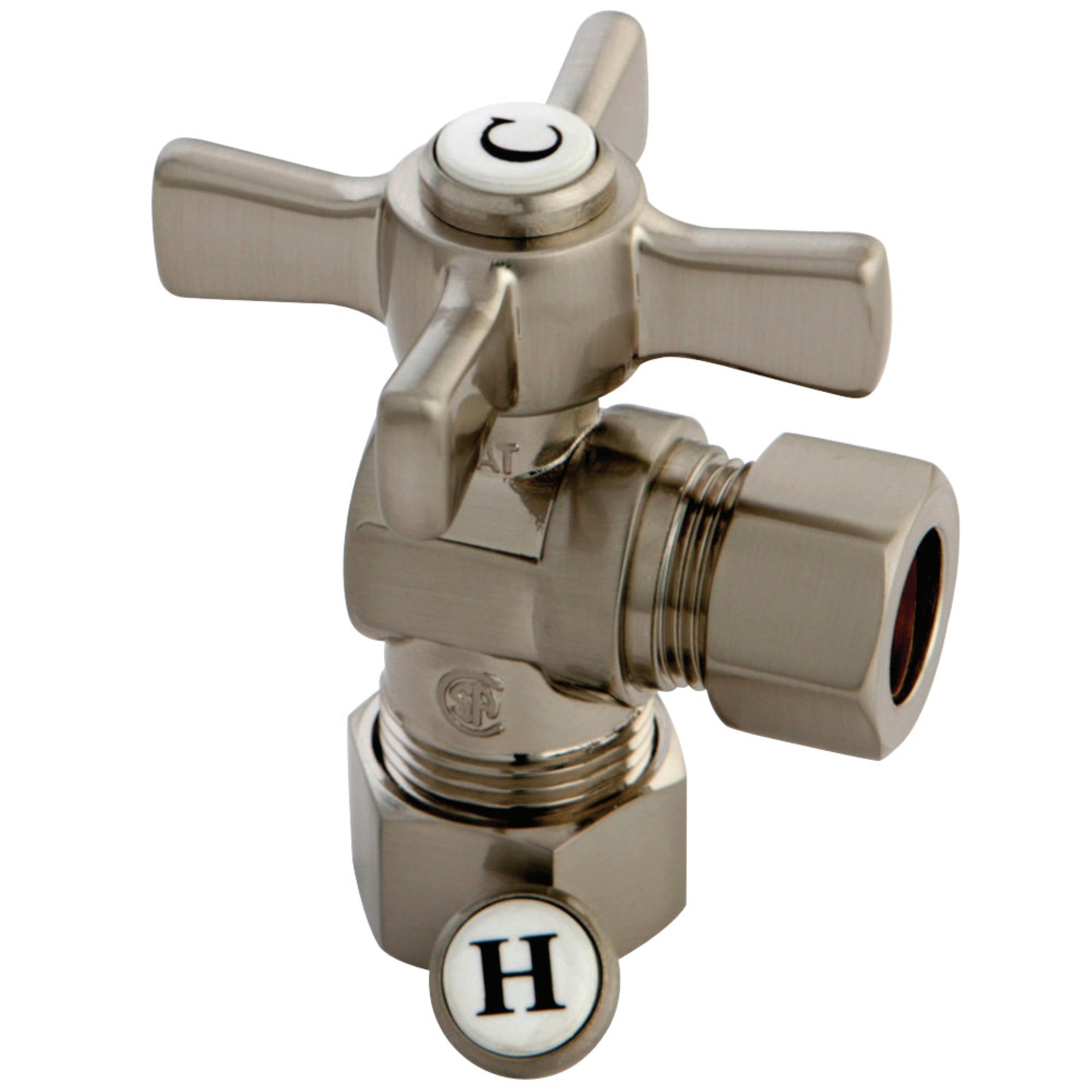 Kingston Brass Cc54408Zx 5/8'' Od Compression X 1/2'' Od Compression Angle Valve, Brushed Nickel