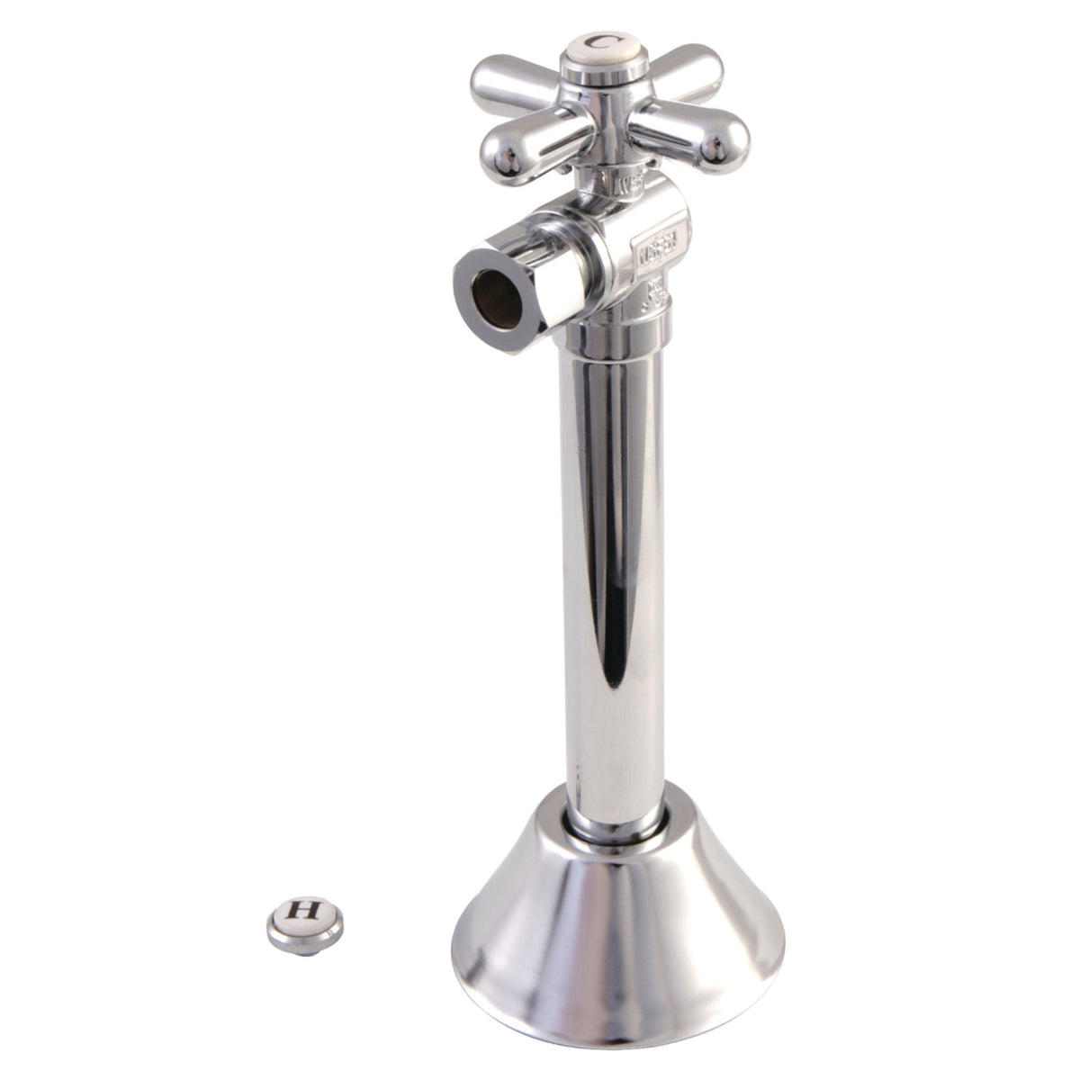 Kingston Brass Cc83201X 1/2'' Sweat, 3/8'' O.D. Compression Angle Shut-Off Valve With 5'' Extension, Polished Chrome