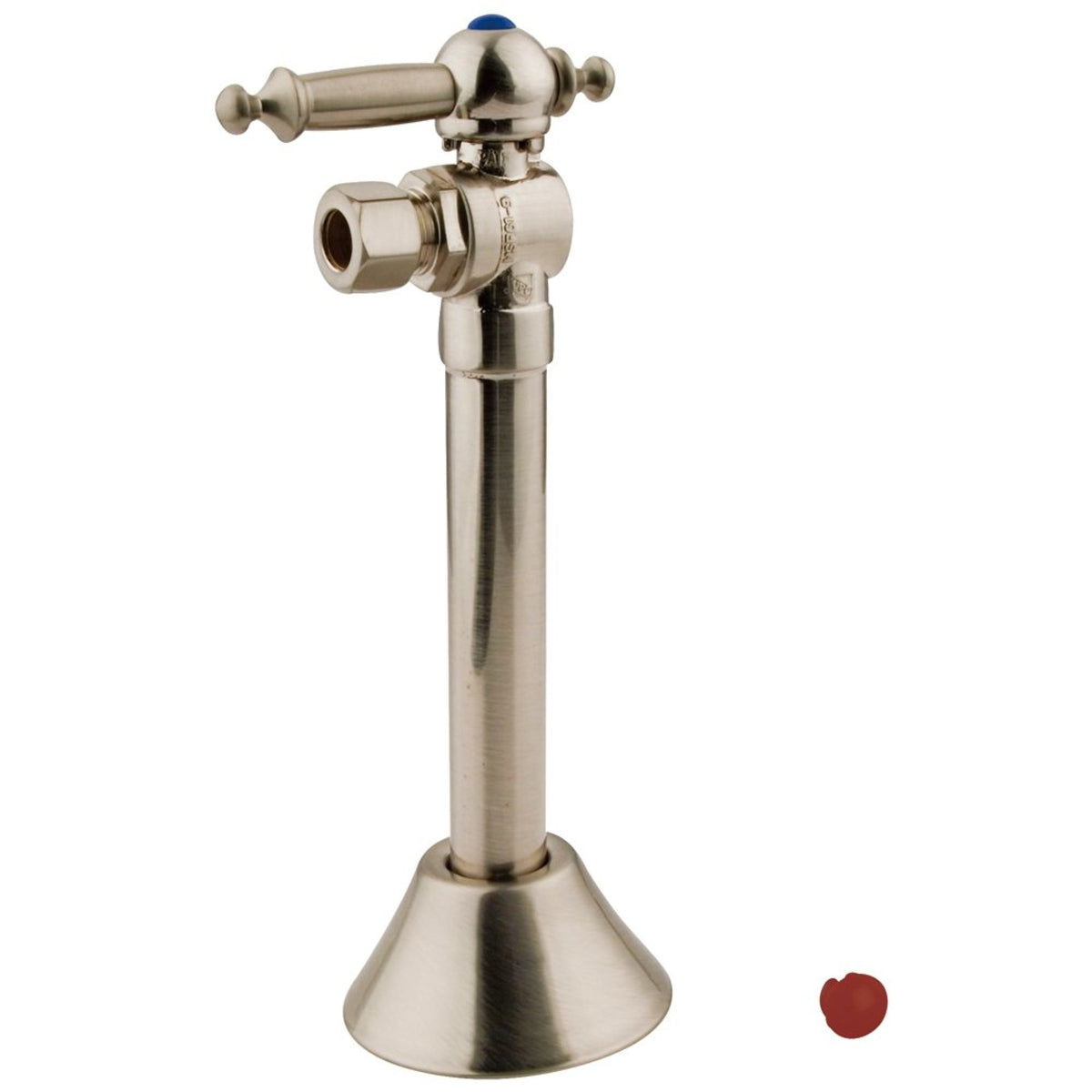 Kingston Brass Cc83208Tl 1/2'' Sweat, 3/8'' O.D. Compression Angle Shut-Off Valve With 5'' Extension, Brushed Nickel