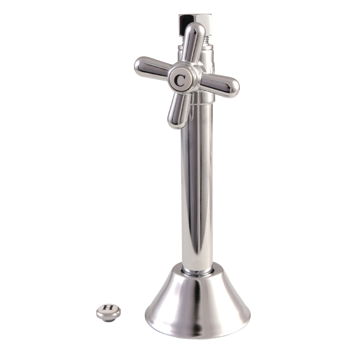 Kingston Brass Cc83251X 1/2'' Sweat, 3/8'' O.D. Compression Straight Shut-Off Valve With 5'' Extension, Polished Chrome