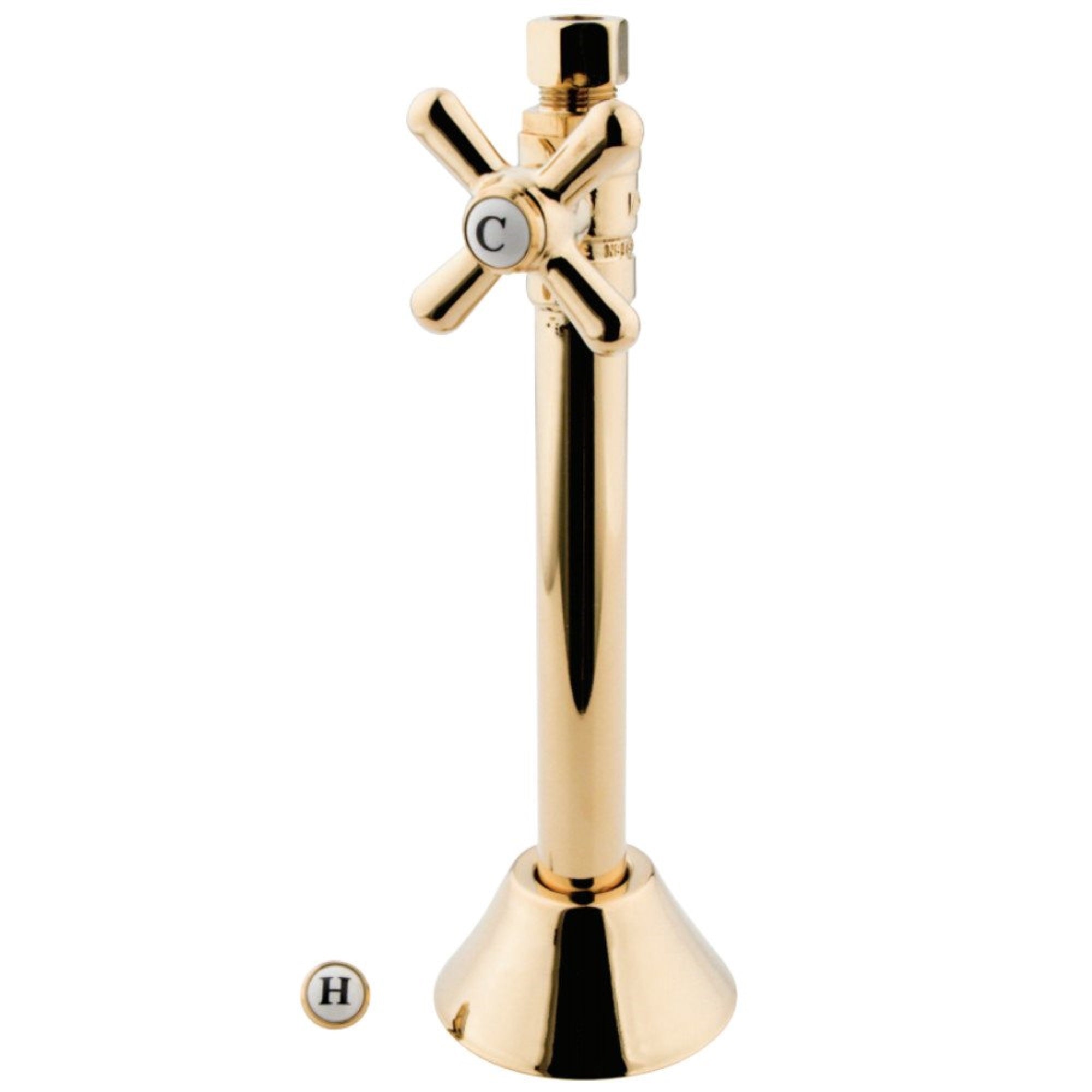 Kingston Brass Cc83252X 1/2'' Sweat, 3/8'' O.D. Compression Straight Shut-Off Valve With 5'' Extension, Polished Brass