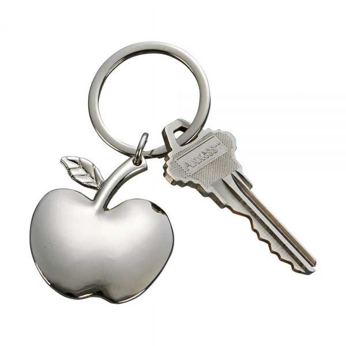 Creative Gifts International 002499 3 In Bright Apple Shaped Key Chain&#44 Nickel Plated - Silver