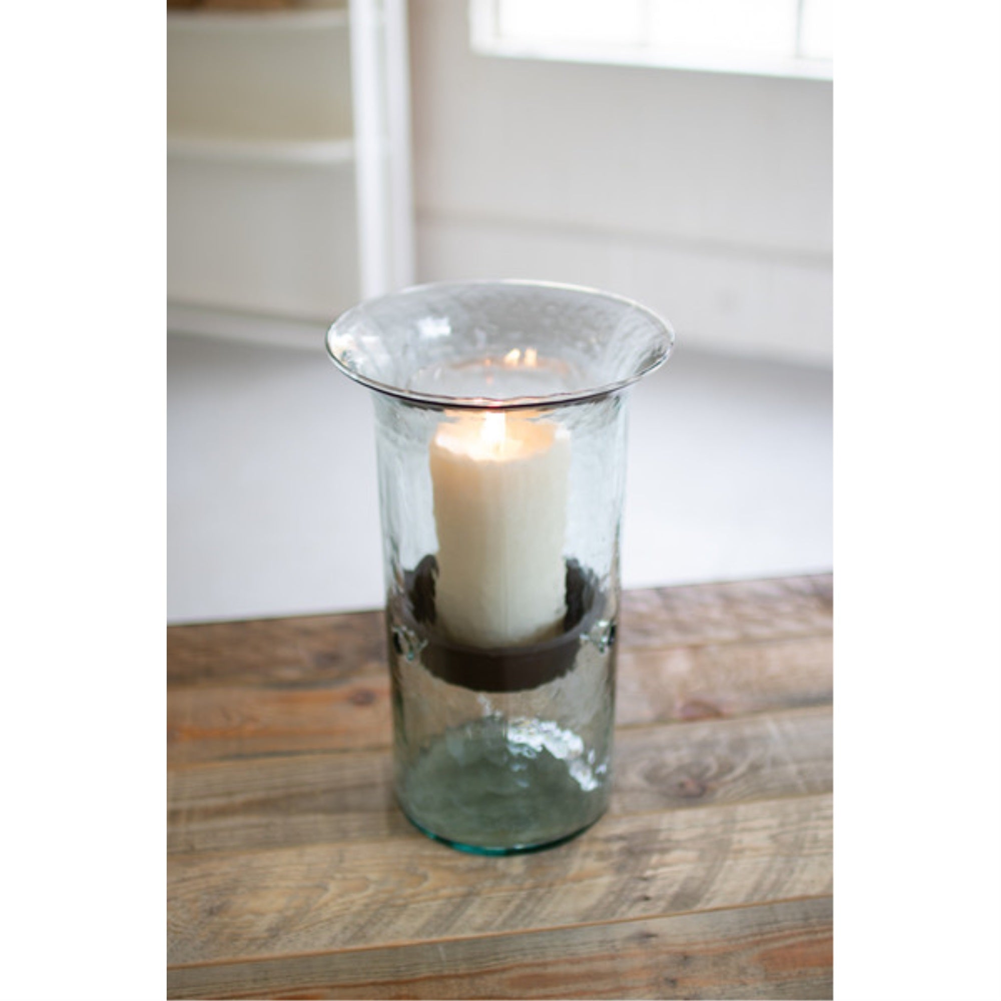 Original Glass Candle Cylinder W Rustic Insert - Medium