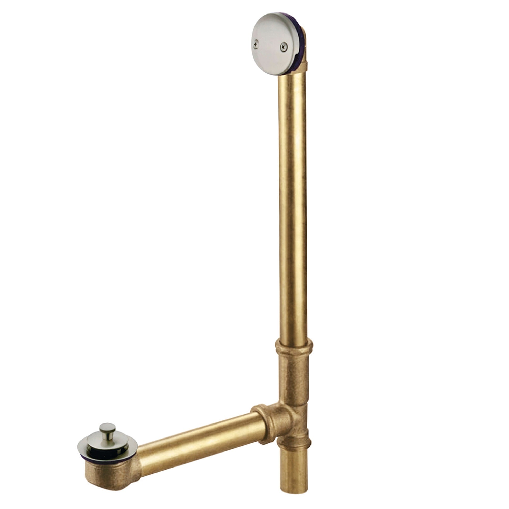 Kingston Brass Dll3188 18'' Tub Waste And Overflow With Lift & Lock Drain, 20 Gauge, Brushed Nickel