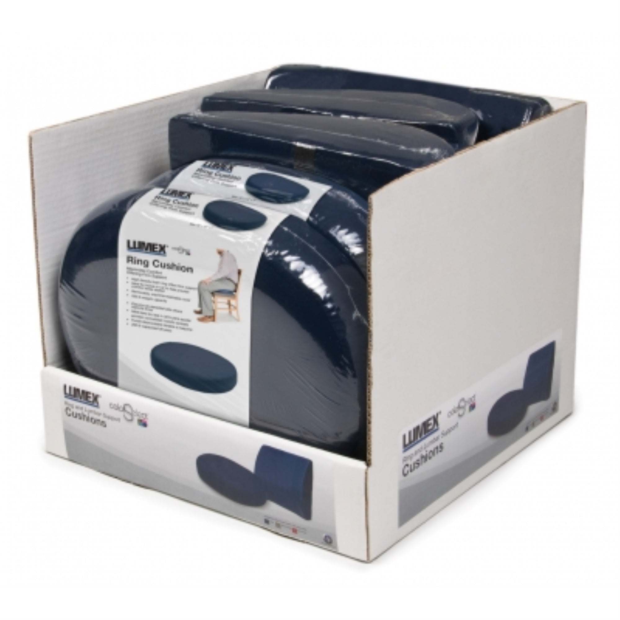 Lumbar & Ring Navy Cushion Set 4 Lumbar 2 Ring Cushions