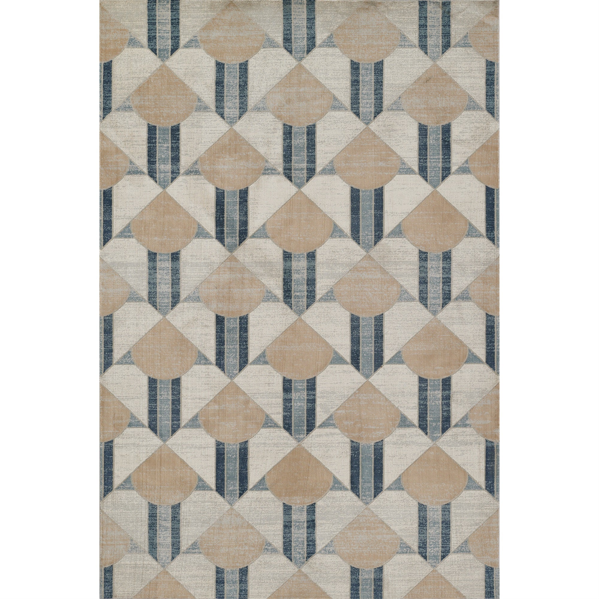 Momeni Edition Geometric Polyester Blue Area Rug, 7'9'' X 9'10'' Sized Rug For Living Room, Bedroom, Dining Room, And Kitchen
