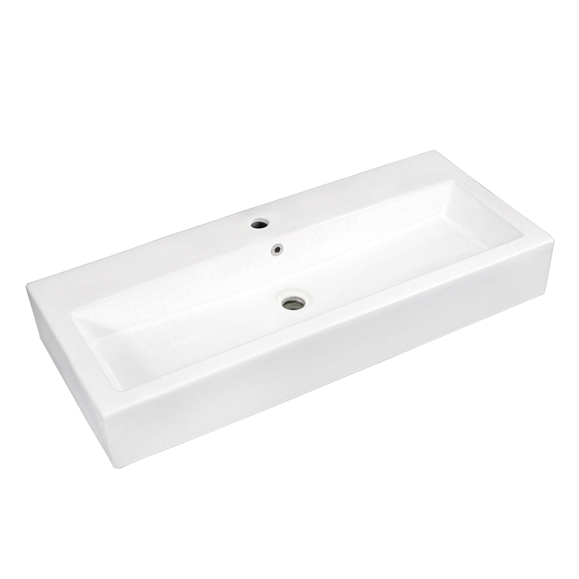 Fauceture Ev3917 Elongated 39'' X 17'' Rectangular White Vessel Sink, White