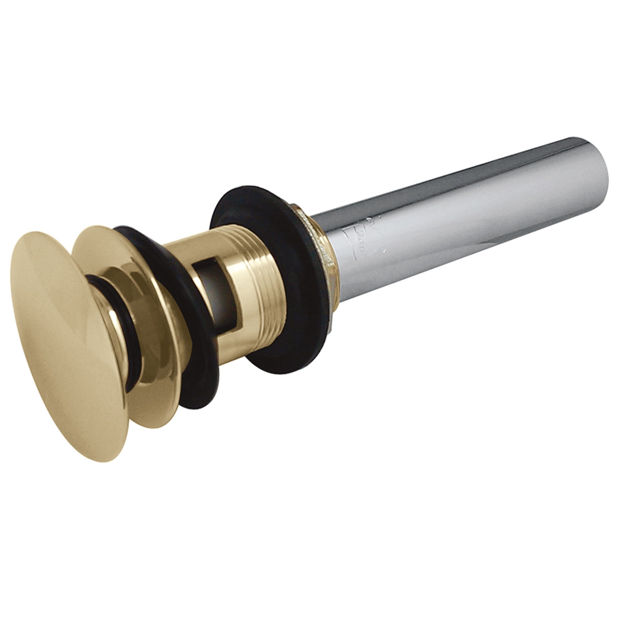 Kingston Brass Ev6002 Push Pop-Up Drain With Overflow Hole, 22 Gauge, Polished Brass
